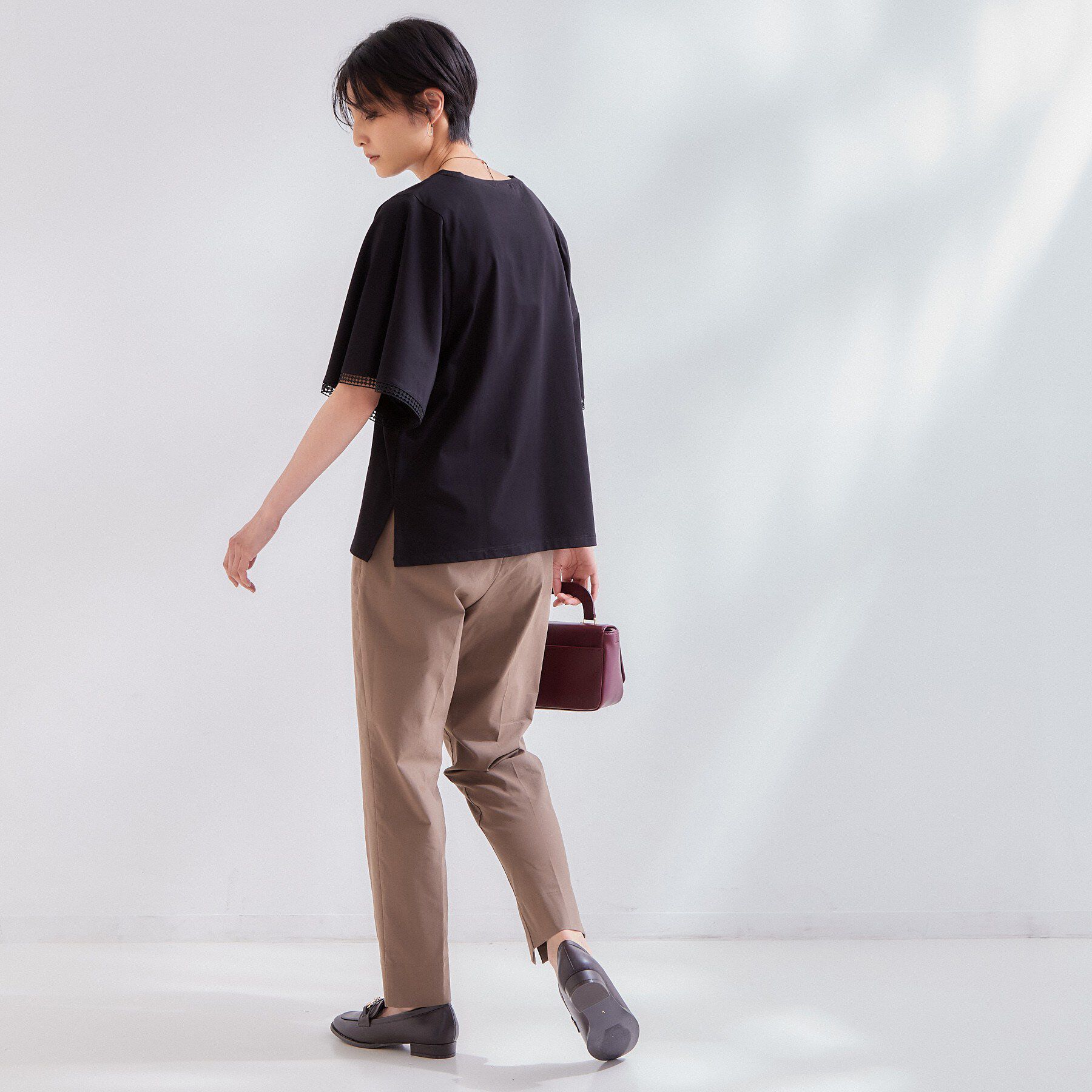 OPAQUE.CLIP「袖口レースフレアスリーブカットソー【洗濯機OK】」|Tシャツ・カットソー|