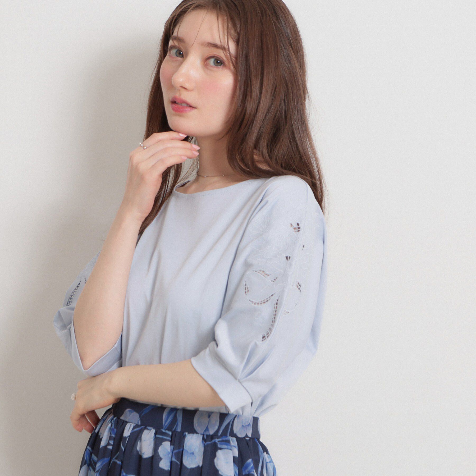 Couture broach「【接触冷感・UVカット】エンブロドルマントップス」|Tシャツ・カットソー|