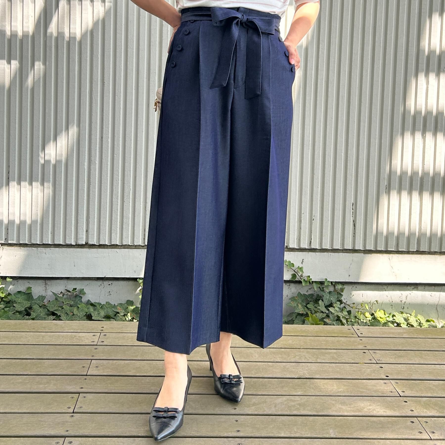 Couture broach「【洗える・S-LL】マリン風アソート釦 シャンブレーワイドパンツ」|その他|