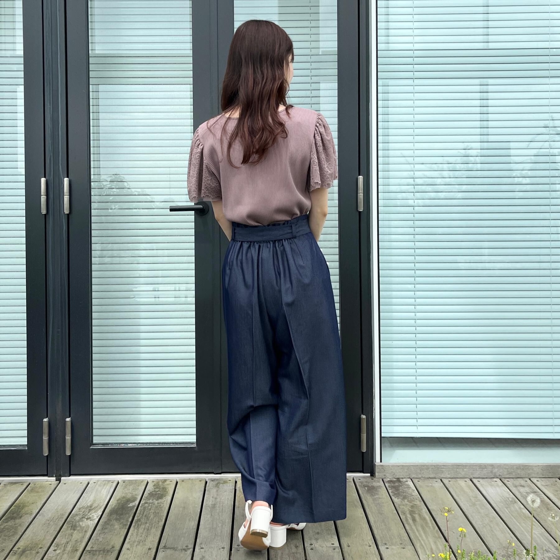 Couture broach「【洗える・S-LL】マリン風アソート釦 シャンブレーワイドパンツ」|その他|