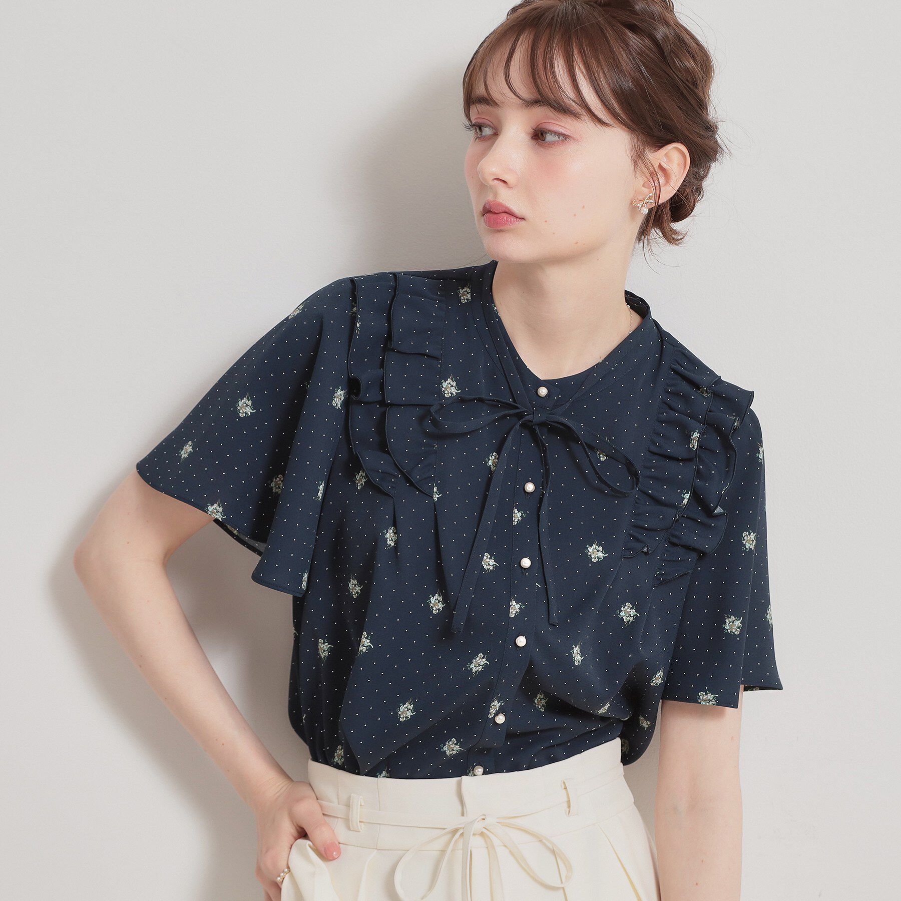 Couture broach「【洗える】ドットフラワー ブラウス」|シャツ・ブラウス|