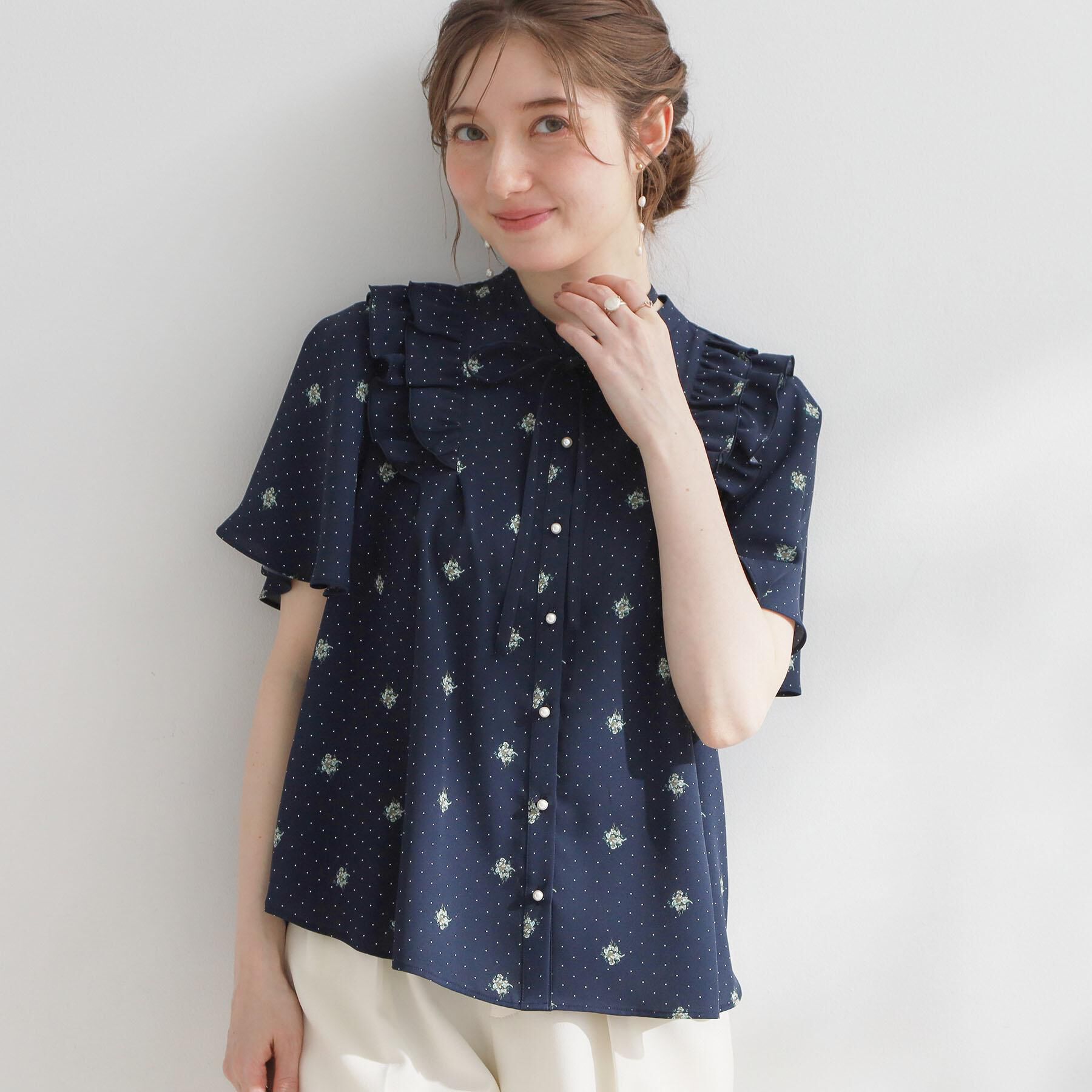 Couture broach「【洗える】ドットフラワー ブラウス」|シャツ・ブラウス|