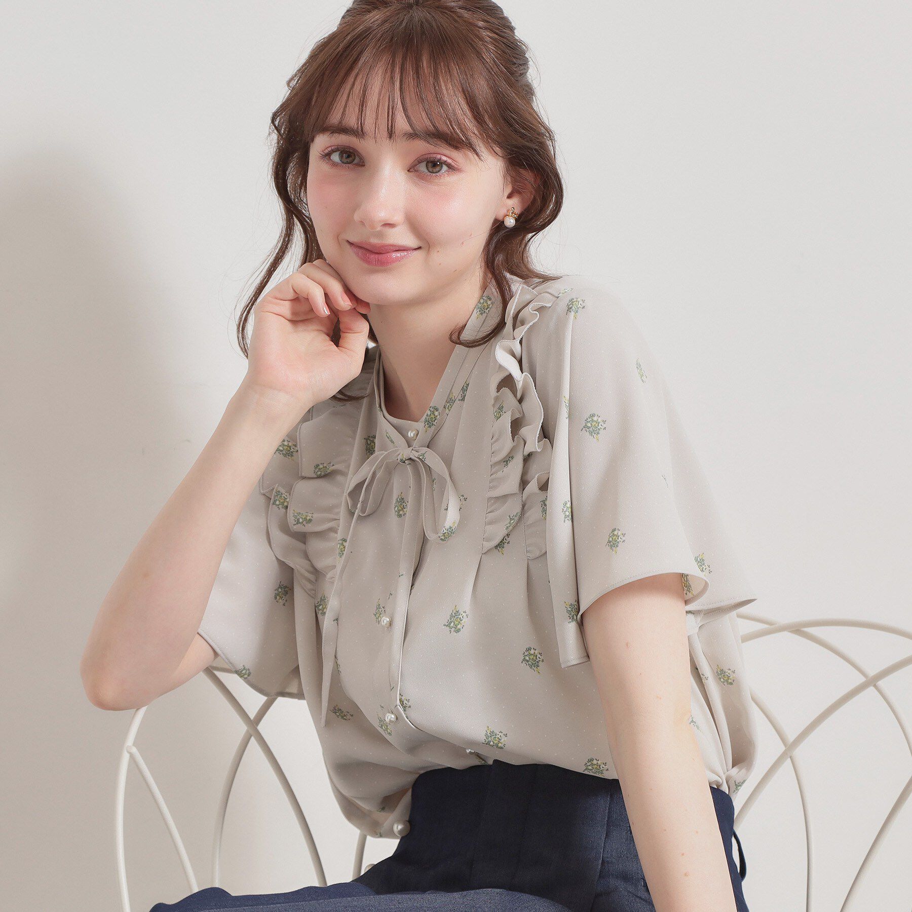 Couture broach「【洗える】ドットフラワー ブラウス」|シャツ・ブラウス|