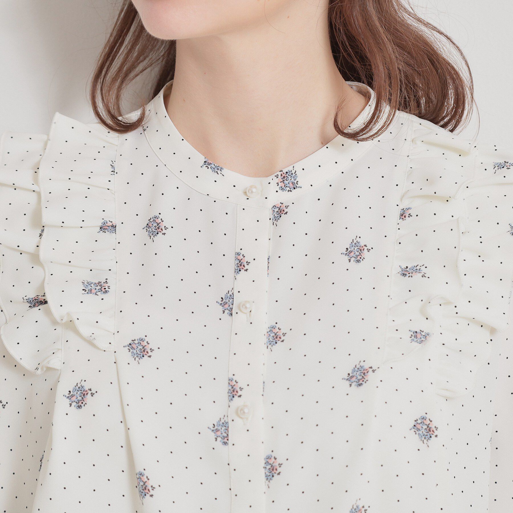 Couture broach「【洗える】ドットフラワー ブラウス」|シャツ・ブラウス|