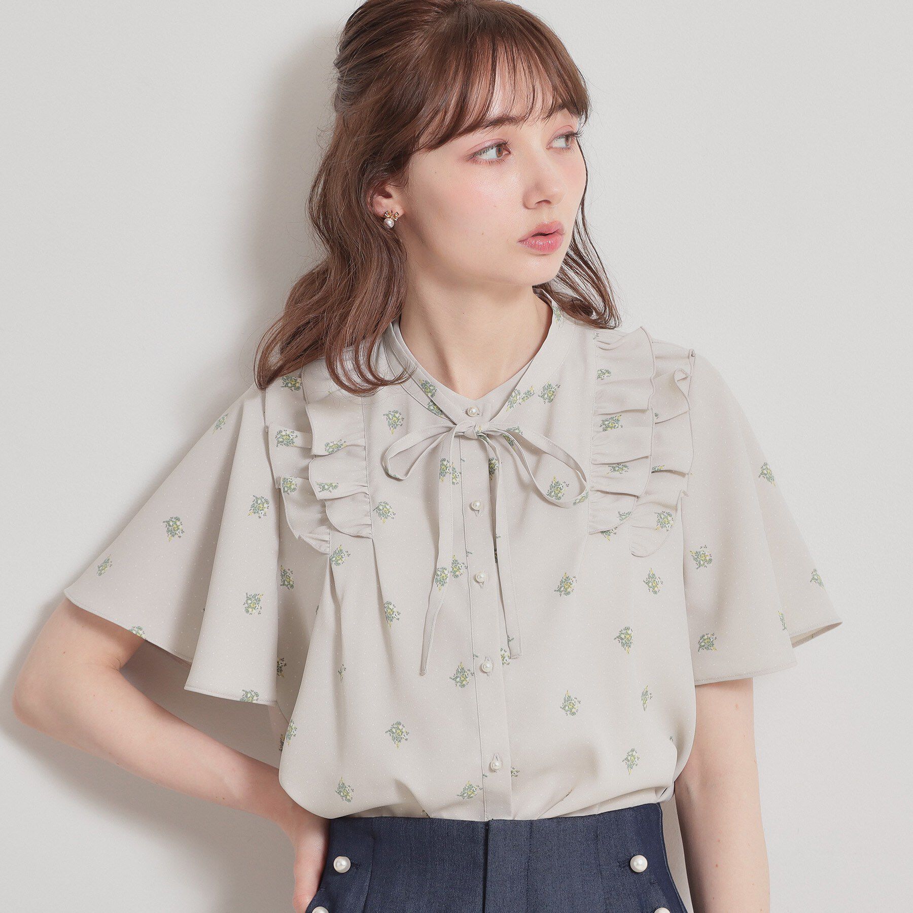 Couture broach「【洗える】ドットフラワー ブラウス」|シャツ・ブラウス|