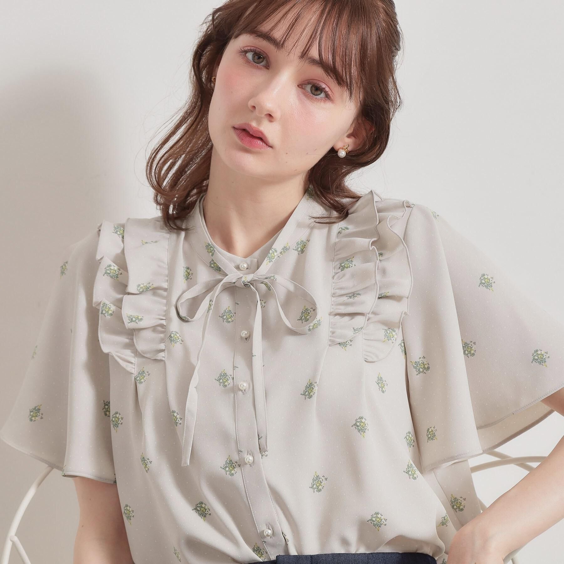 Couture broach「【洗える】ドットフラワー ブラウス」|シャツ・ブラウス|