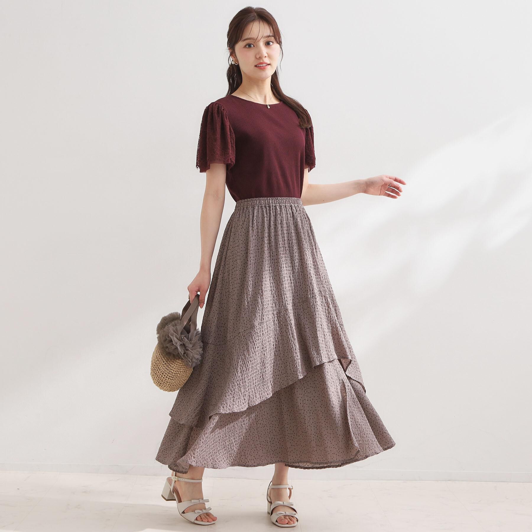 Couture broach「【洗える】袖レース テレコトップス」|Tシャツ・カットソー|