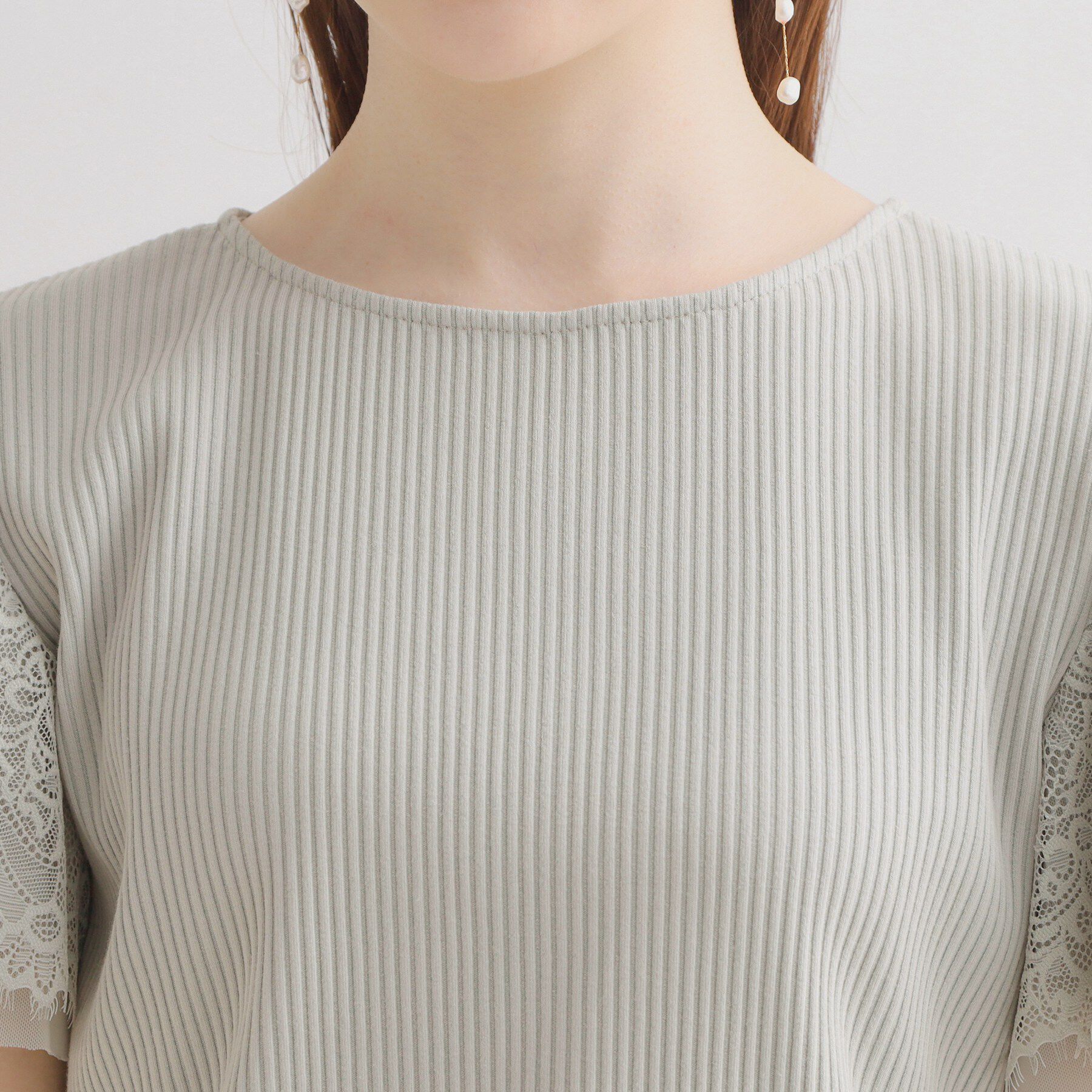 Couture broach「【洗える】袖レース テレコトップス」|Tシャツ・カットソー|