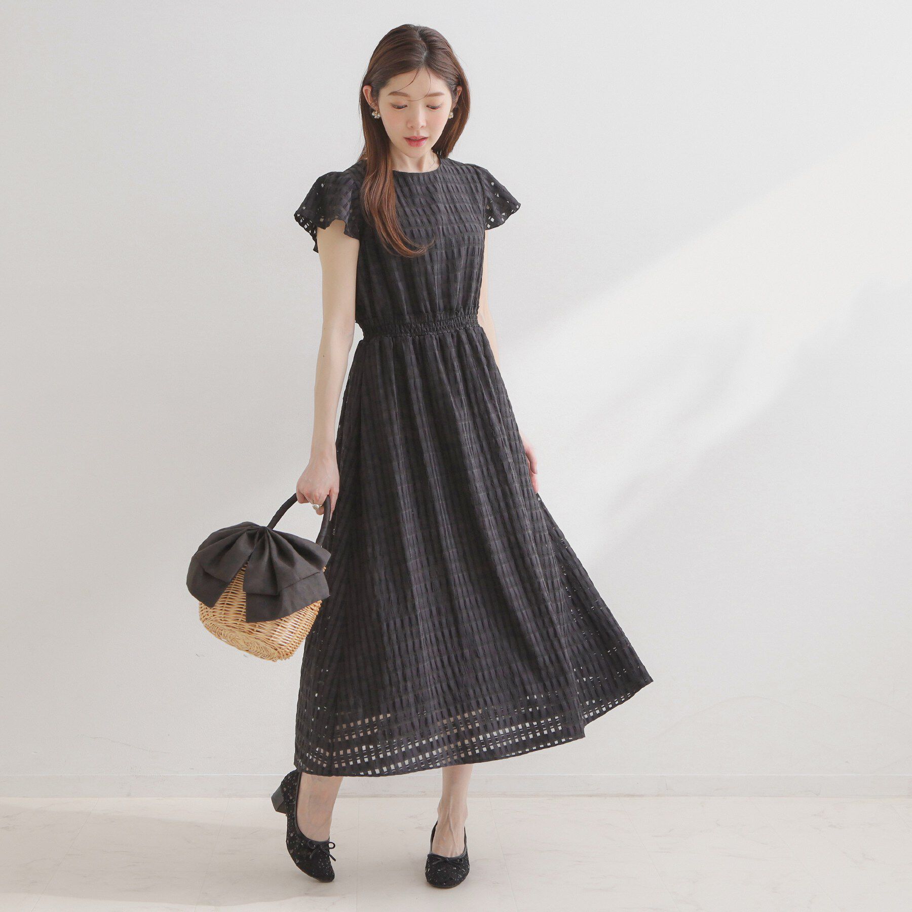 Couture broach「【洗える】シアーチェック ワンピース」|ワンピース|