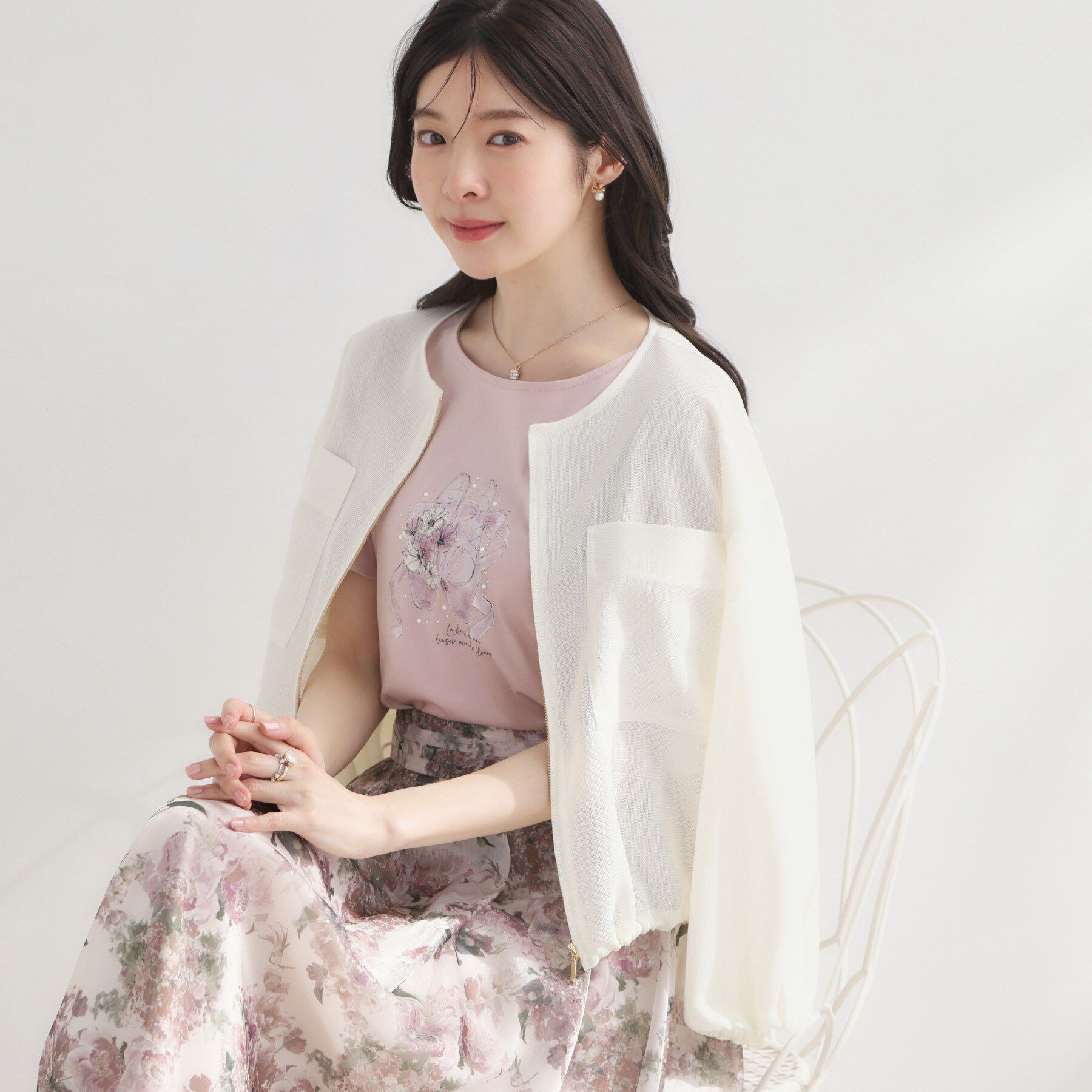 Couture broach「【洗濯機可】シアーメッシュ ブルゾン」|ブルゾン・スタジャン|