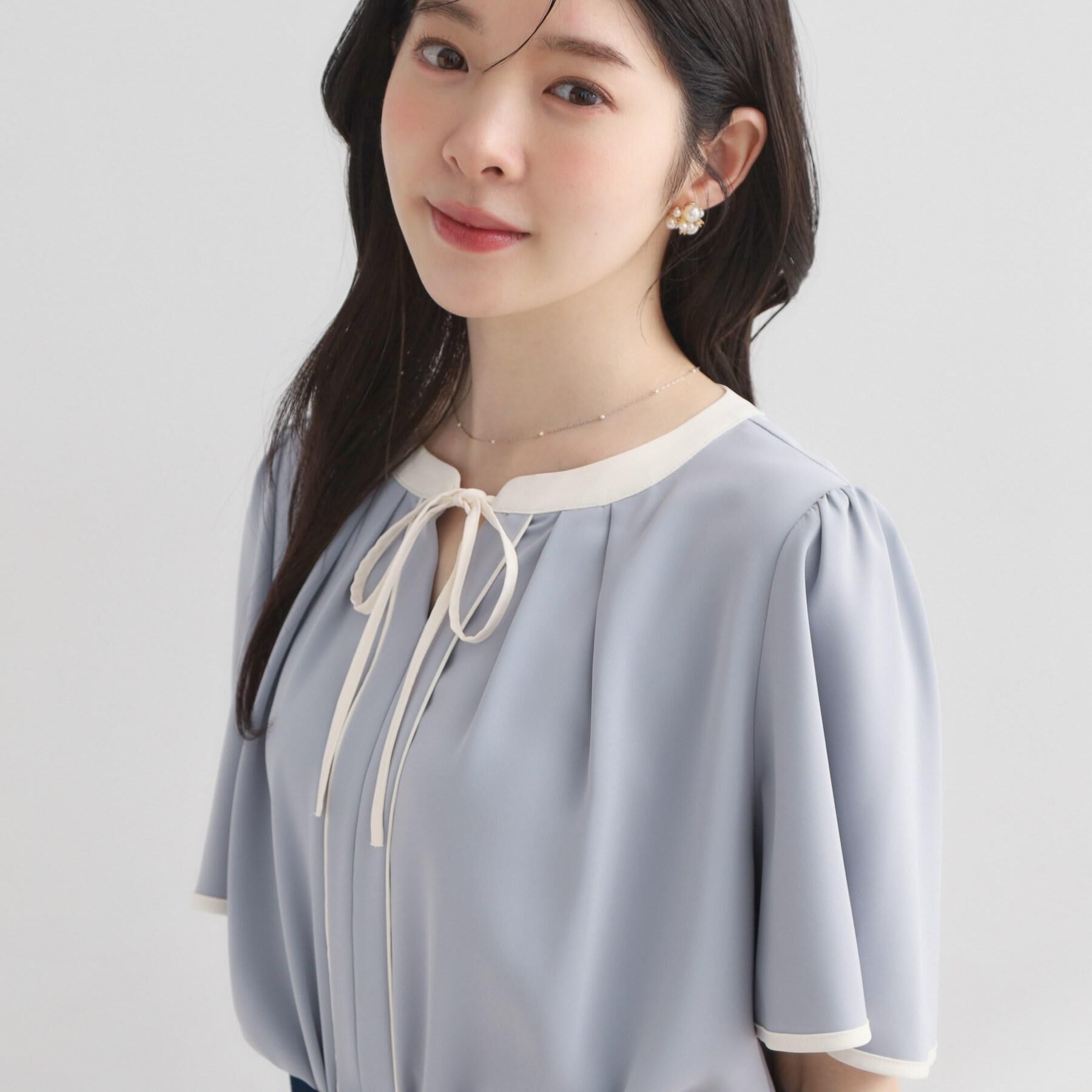 Couture broach「【洗濯機可】配色パイピング ブラウス」|シャツ・ブラウス|
