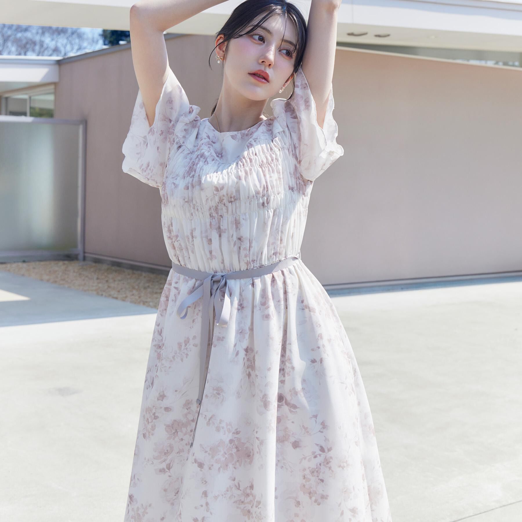 Couture broach「【洗える】クラウディフラワー ワンピース」|ワンピース|