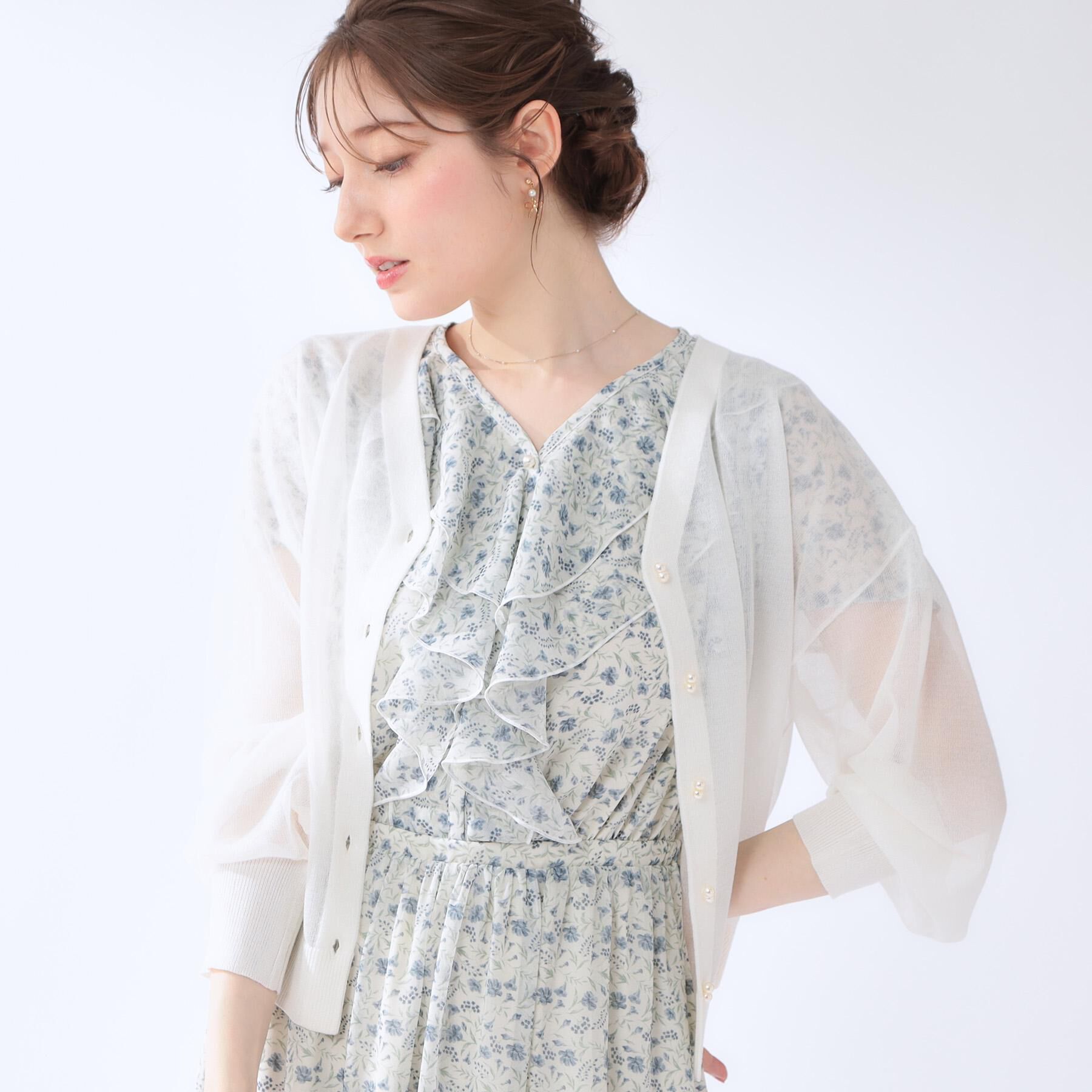 Couture broach「【洗える・パール調釦】愛されシアーカーディガン」|カーディガン|
