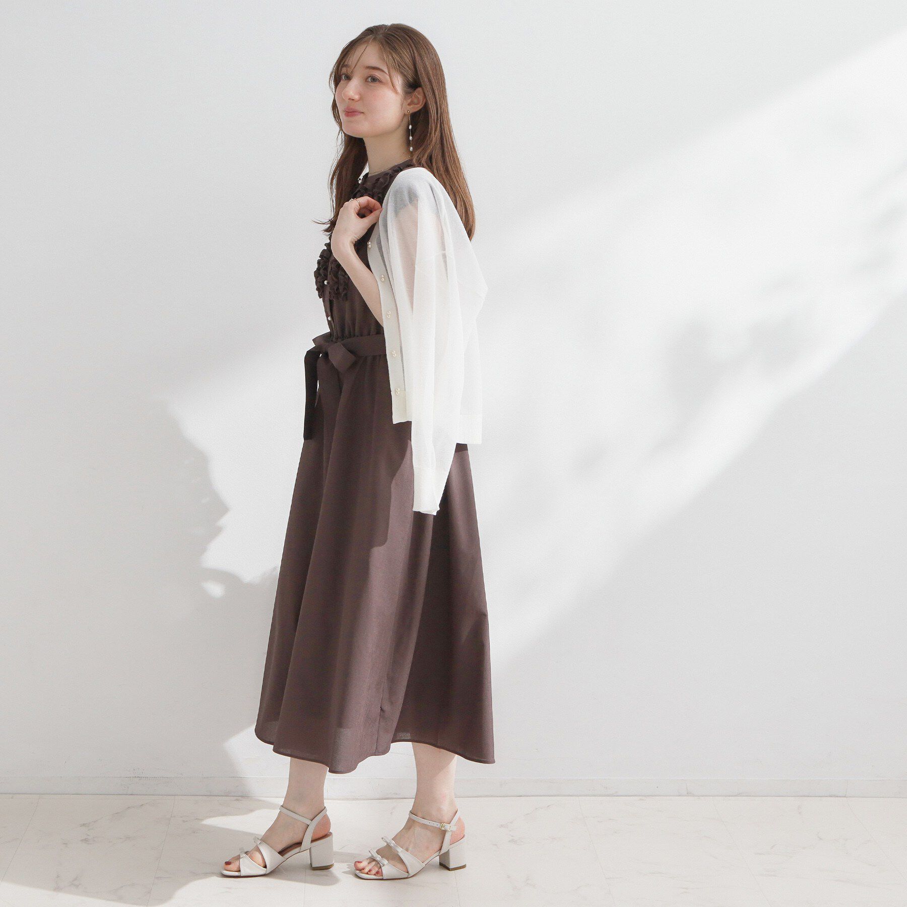 Couture broach「【洗える・パール調釦】愛されシアーカーディガン」|カーディガン|