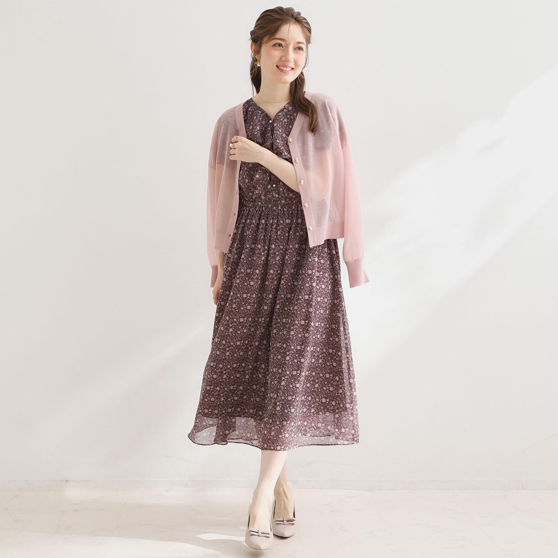 Couture broach「【洗える・パール調釦】愛されシアーカーディガン」|カーディガン|