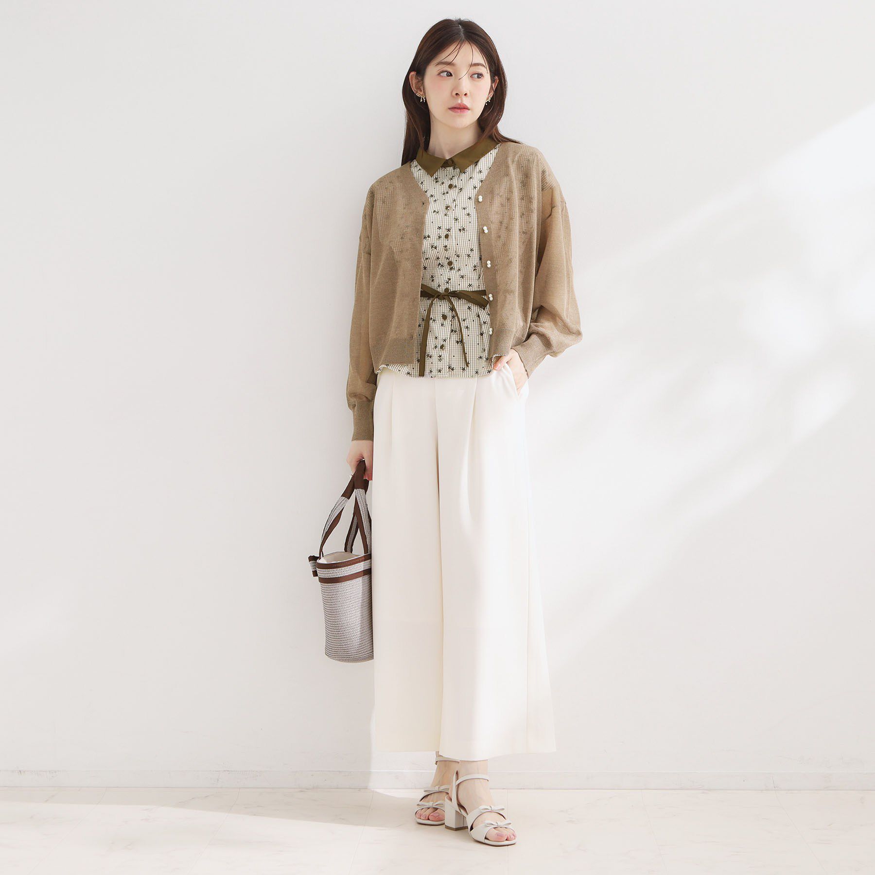 Couture broach「【洗える・パール調釦】愛されシアーカーディガン」|カーディガン|