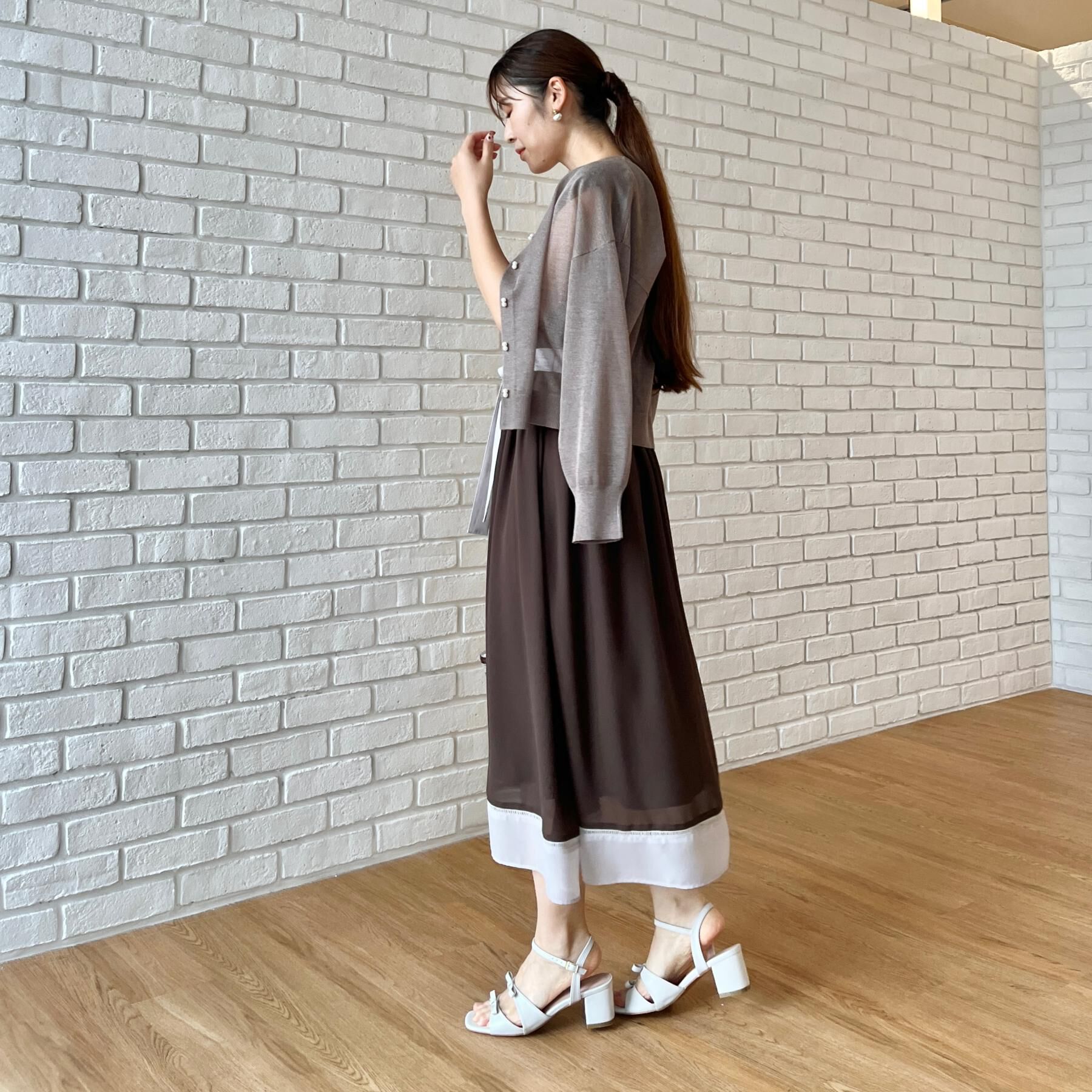 Couture broach「【洗える・パール調釦】愛されシアーカーディガン」|カーディガン|