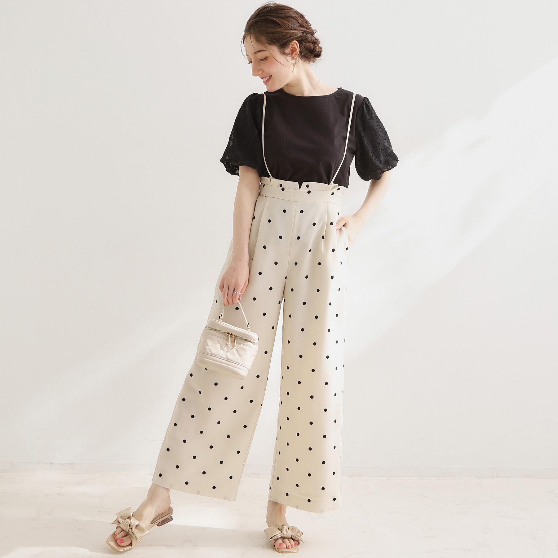 Couture broach「【2WAY・洗える】サスペンダー付き ハイウエストパンツ」|その他|