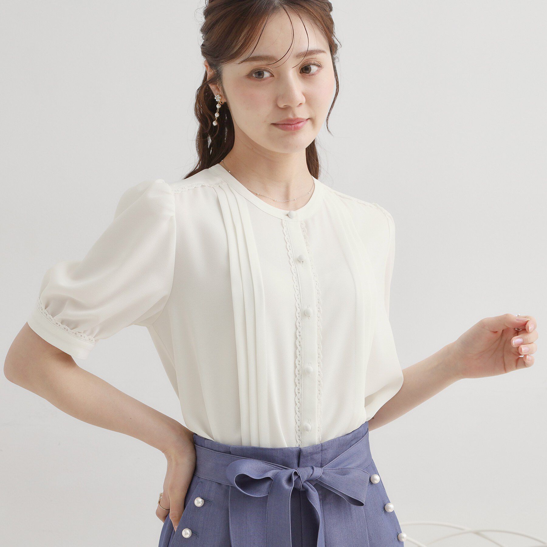 Couture broach「【洗える】ピンタック ブラウス」|シャツ・ブラウス|