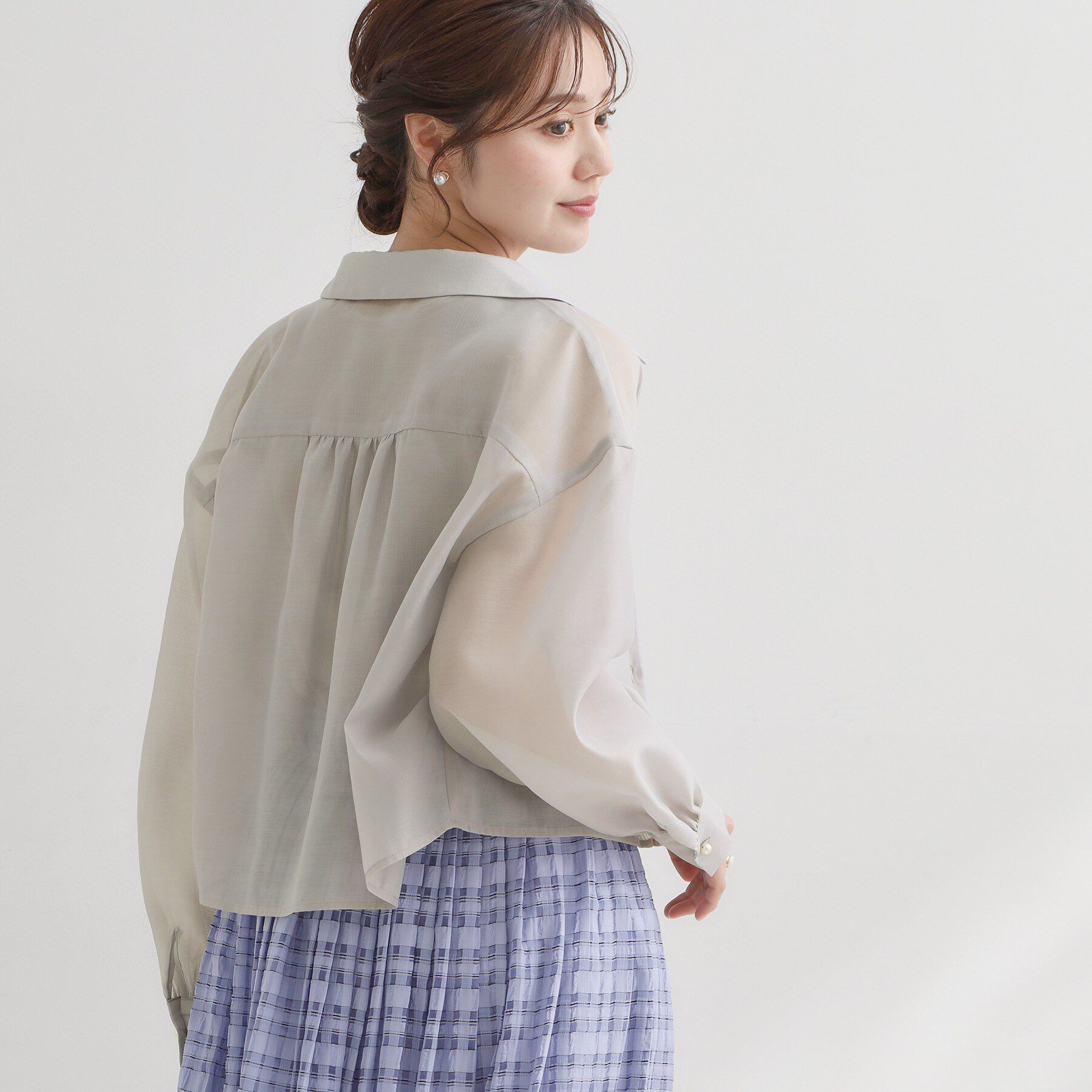 Couture broach「【洗える】ショート丈 シアーシャツ」|シャツ・ブラウス|