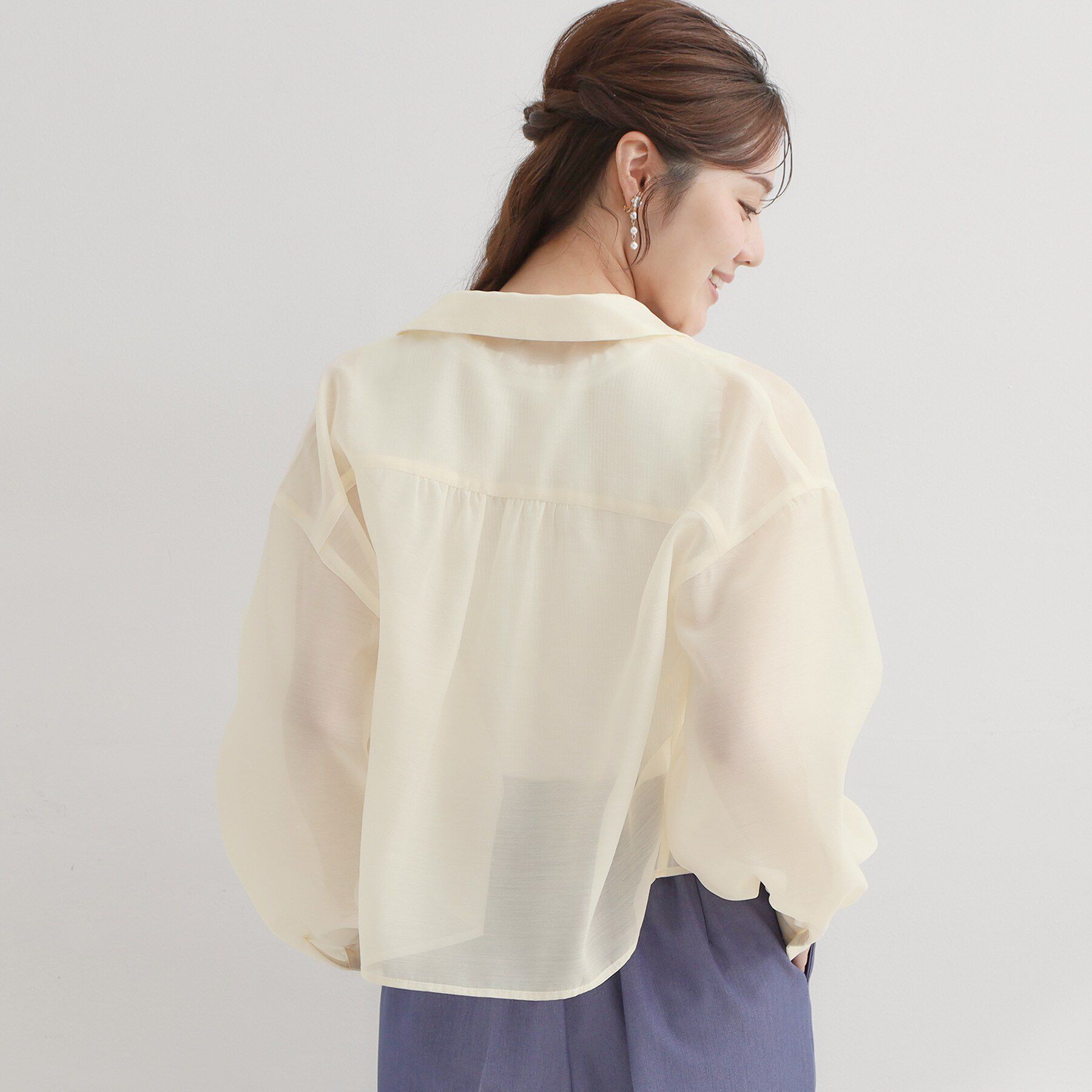 Couture broach「【洗える】ショート丈 シアーシャツ」|シャツ・ブラウス|