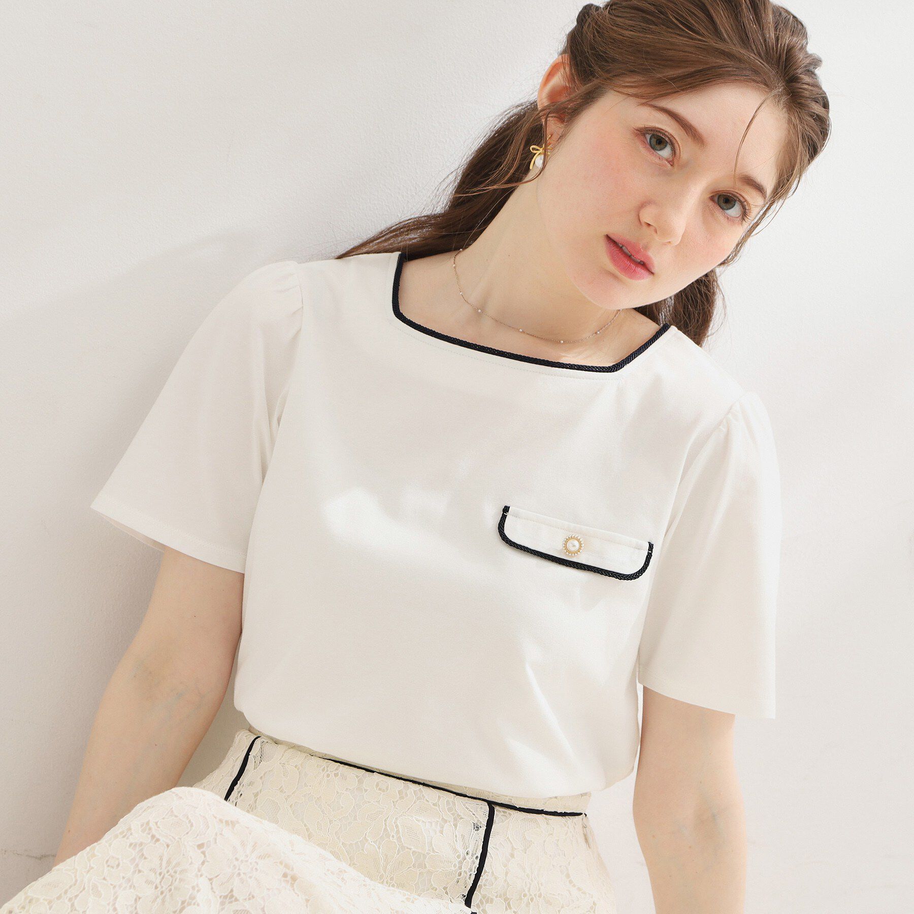 Couture broach「【接触冷感・UVカット・洗える】マリンコードTシャツ」|Tシャツ・カットソー|