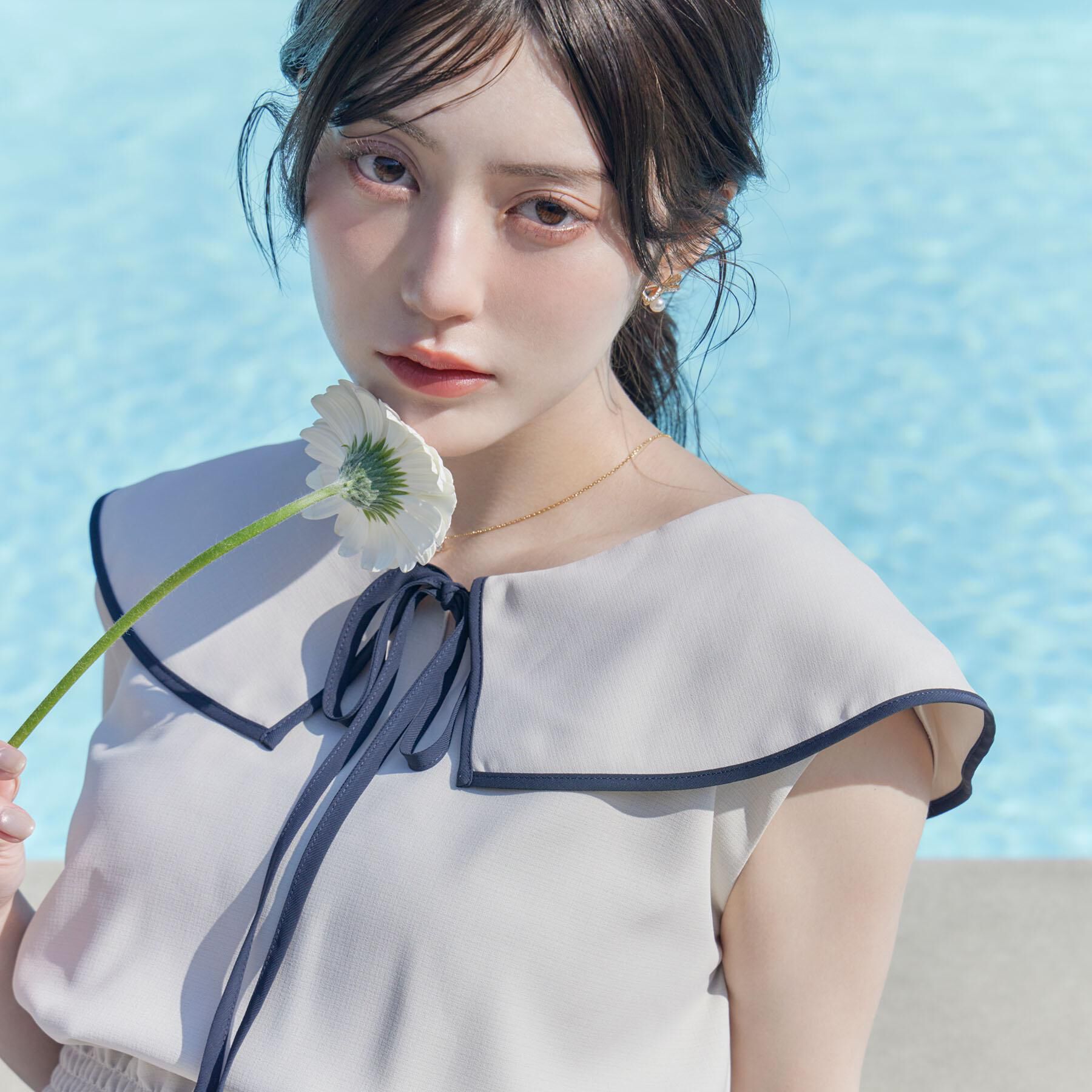 Couture broach「【洗える】リネンライク マリンワンピース」|ワンピース|