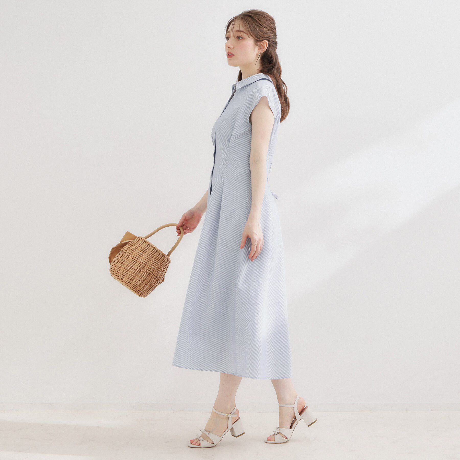 Couture broach「【洗える】サッカー シャツワンピース」|ワンピース|