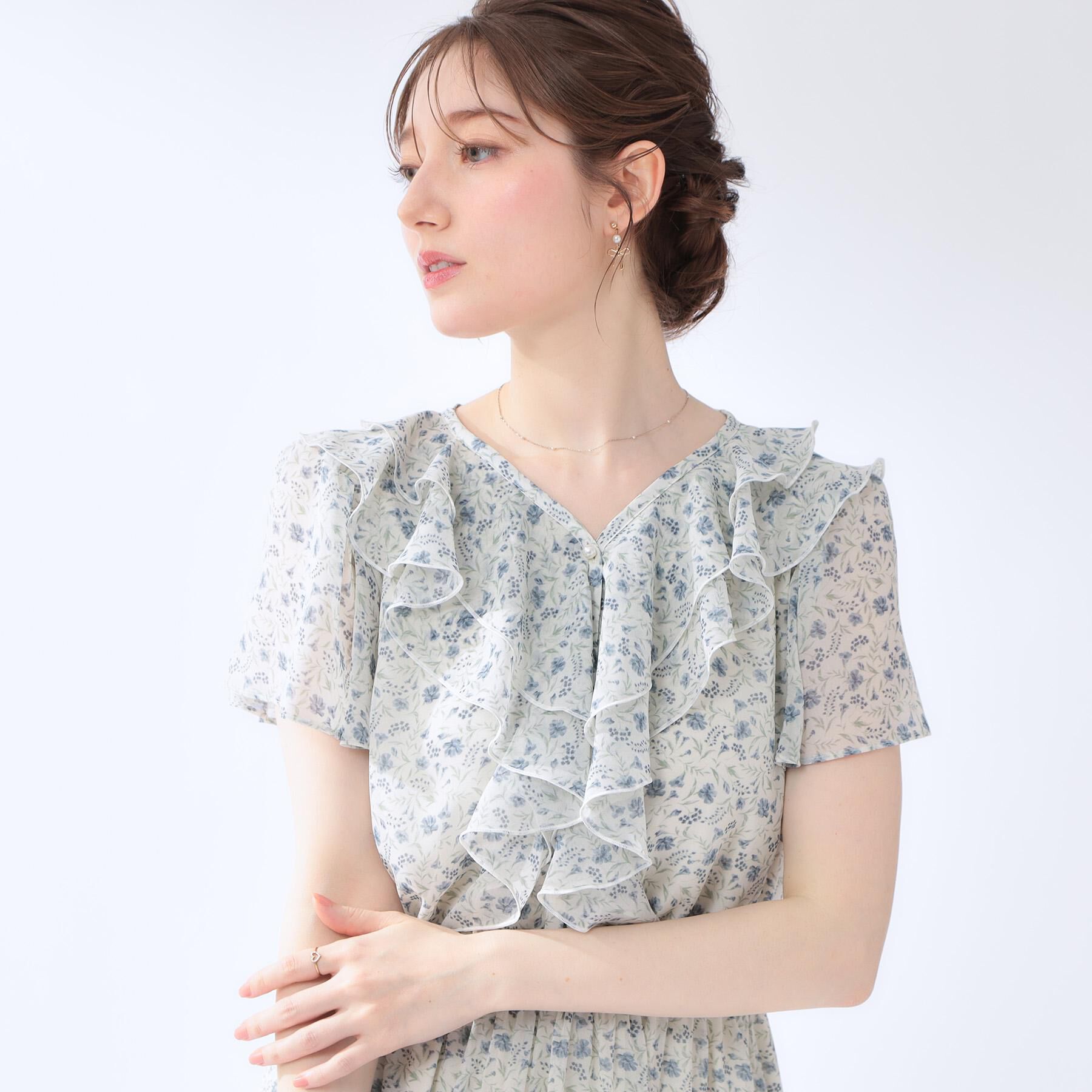 Couture broach「【洗える】花柄 フリル ワンピース」|ワンピース|