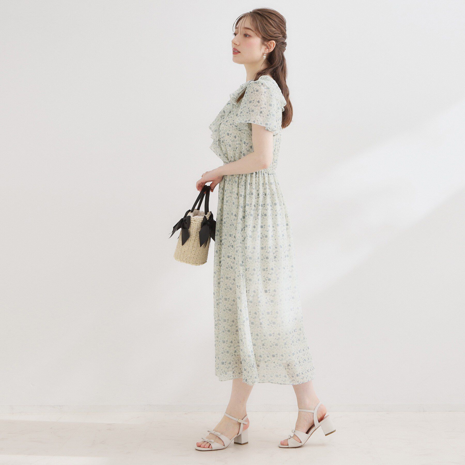 Couture broach「【洗える】花柄 フリル ワンピース」|ワンピース|