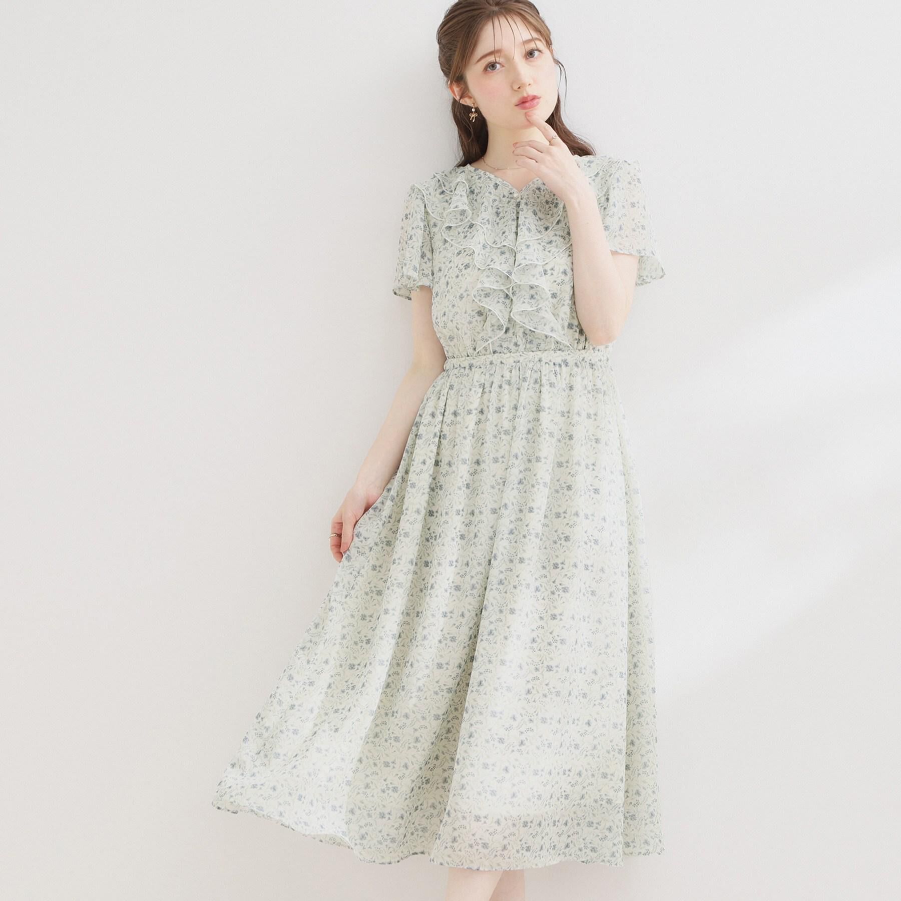 Couture broach「【洗える】花柄 フリル ワンピース」|ワンピース|