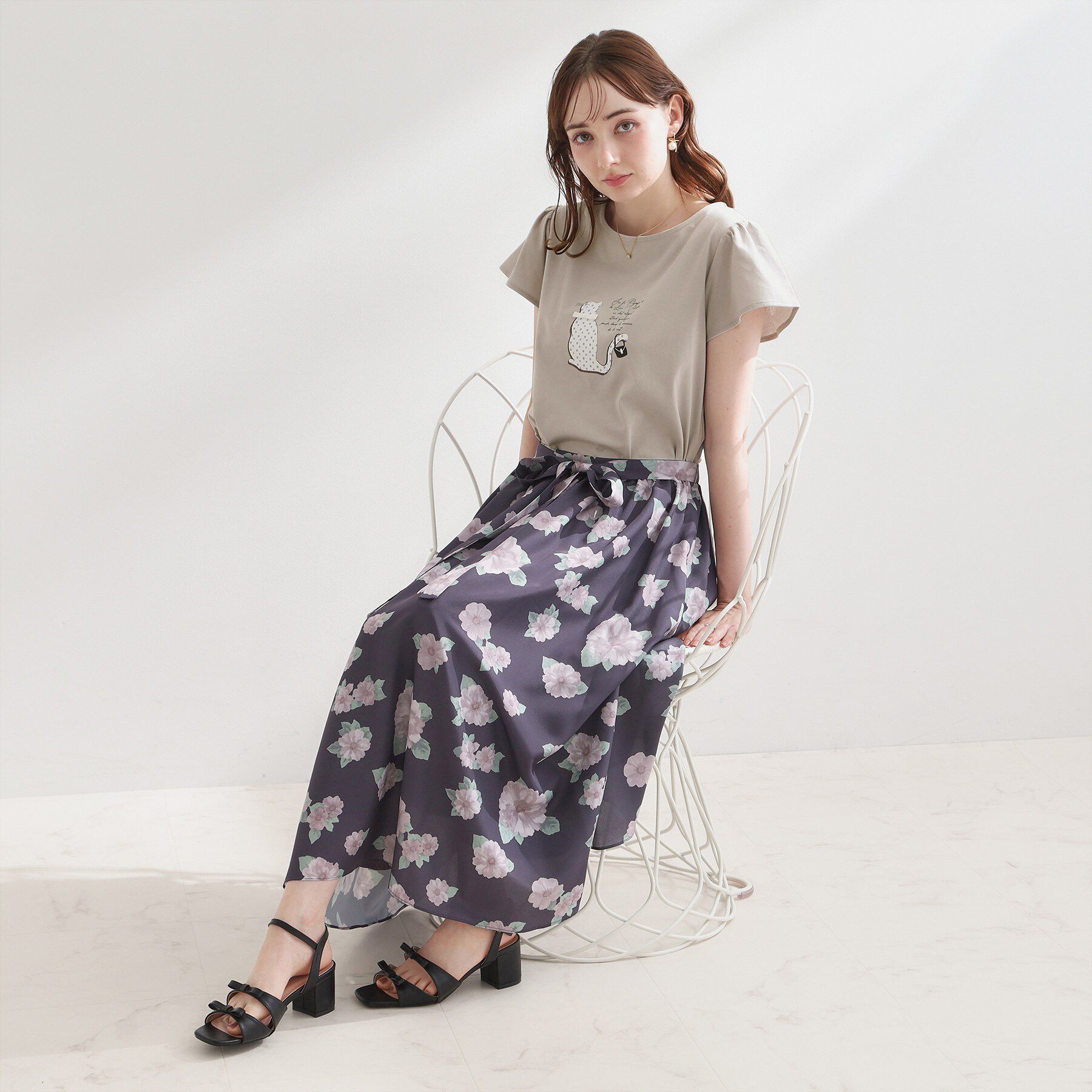 Couture broach「【接触冷感・UVカット・洗える】CATプリントTシャツ」|Tシャツ・カットソー|
