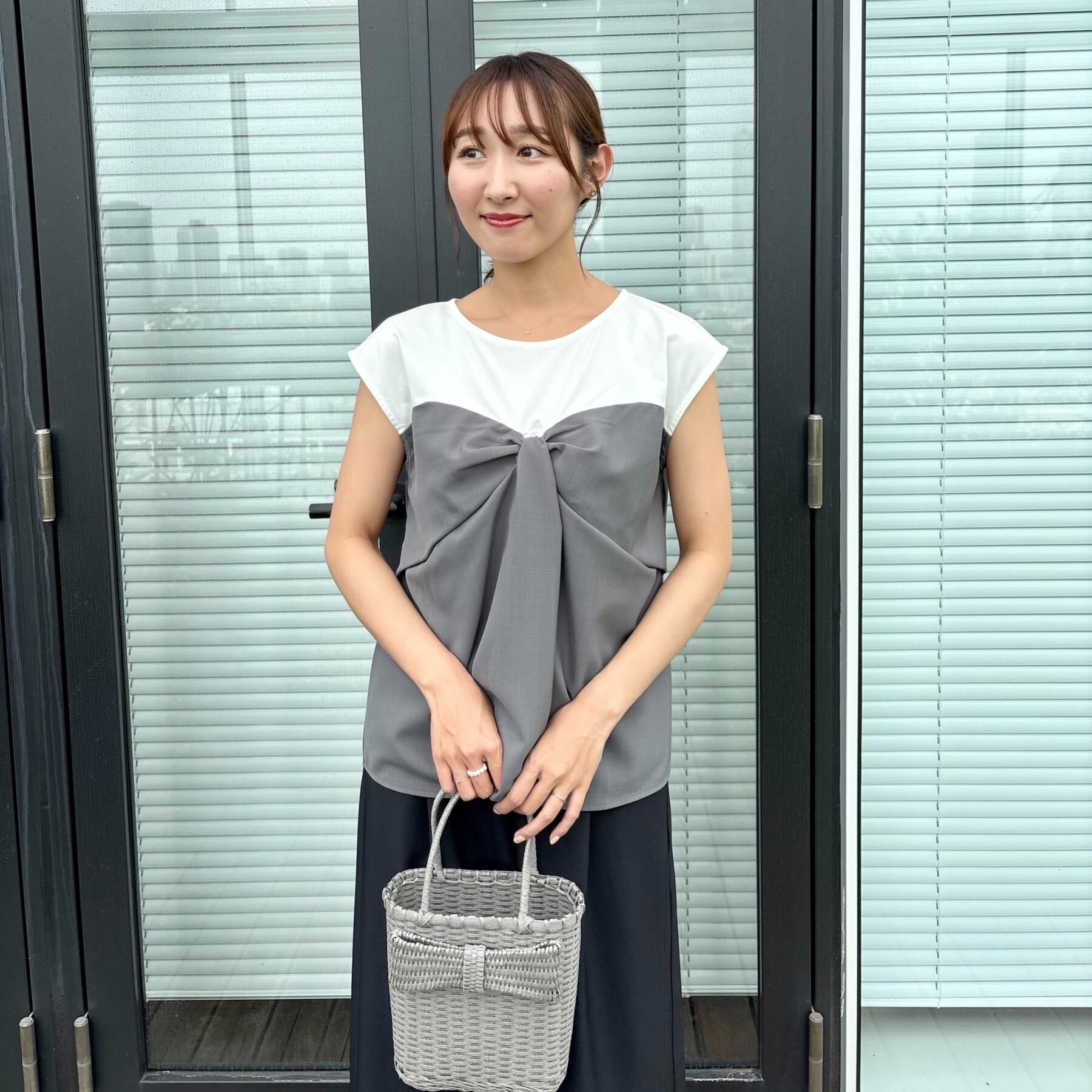 Couture broach「【接触冷感・UVカット・洗える】リボンベア ドッキングトップス」|Tシャツ・カットソー|