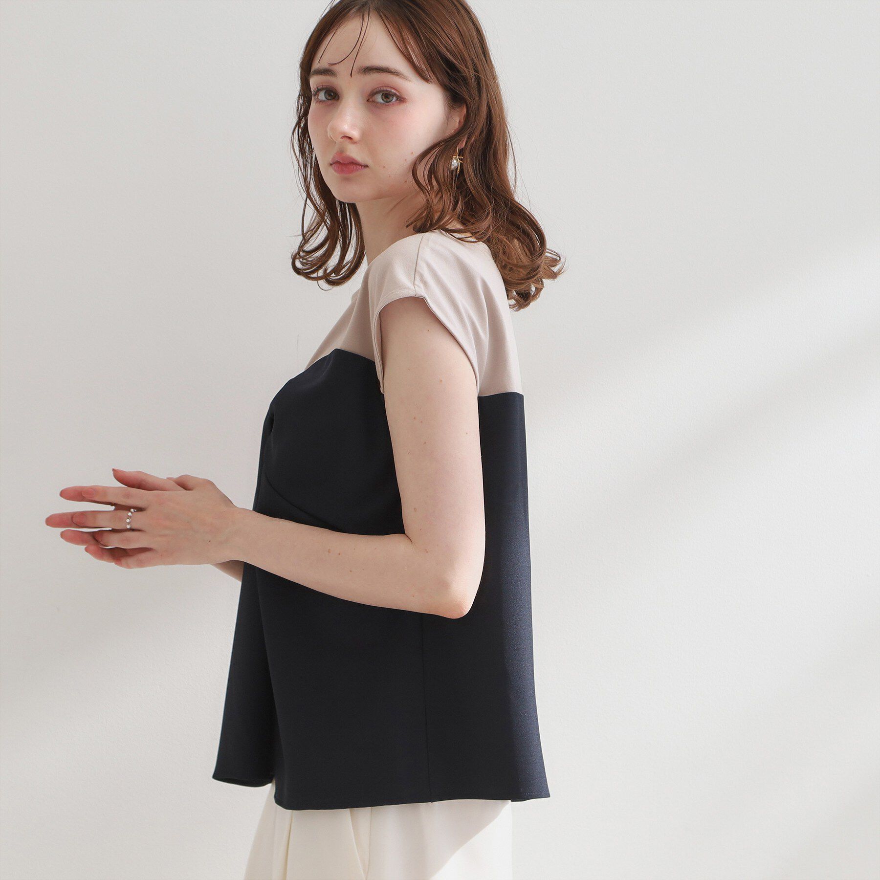 Couture broach「【接触冷感・UVカット・洗える】リボンベア ドッキングトップス」|Tシャツ・カットソー|