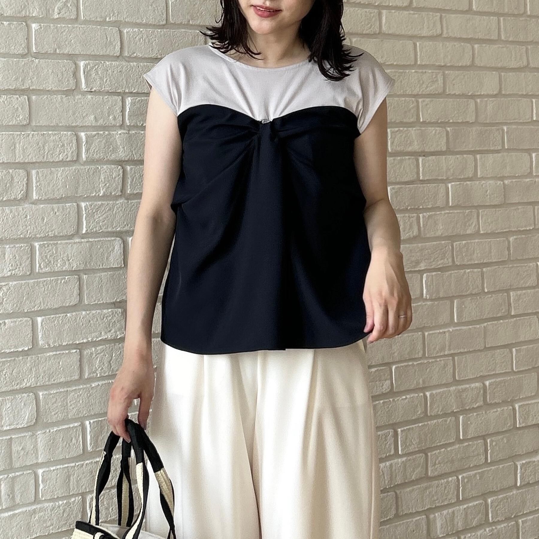 Couture broach「【接触冷感・UVカット・洗える】リボンベア ドッキングトップス」|Tシャツ・カットソー|