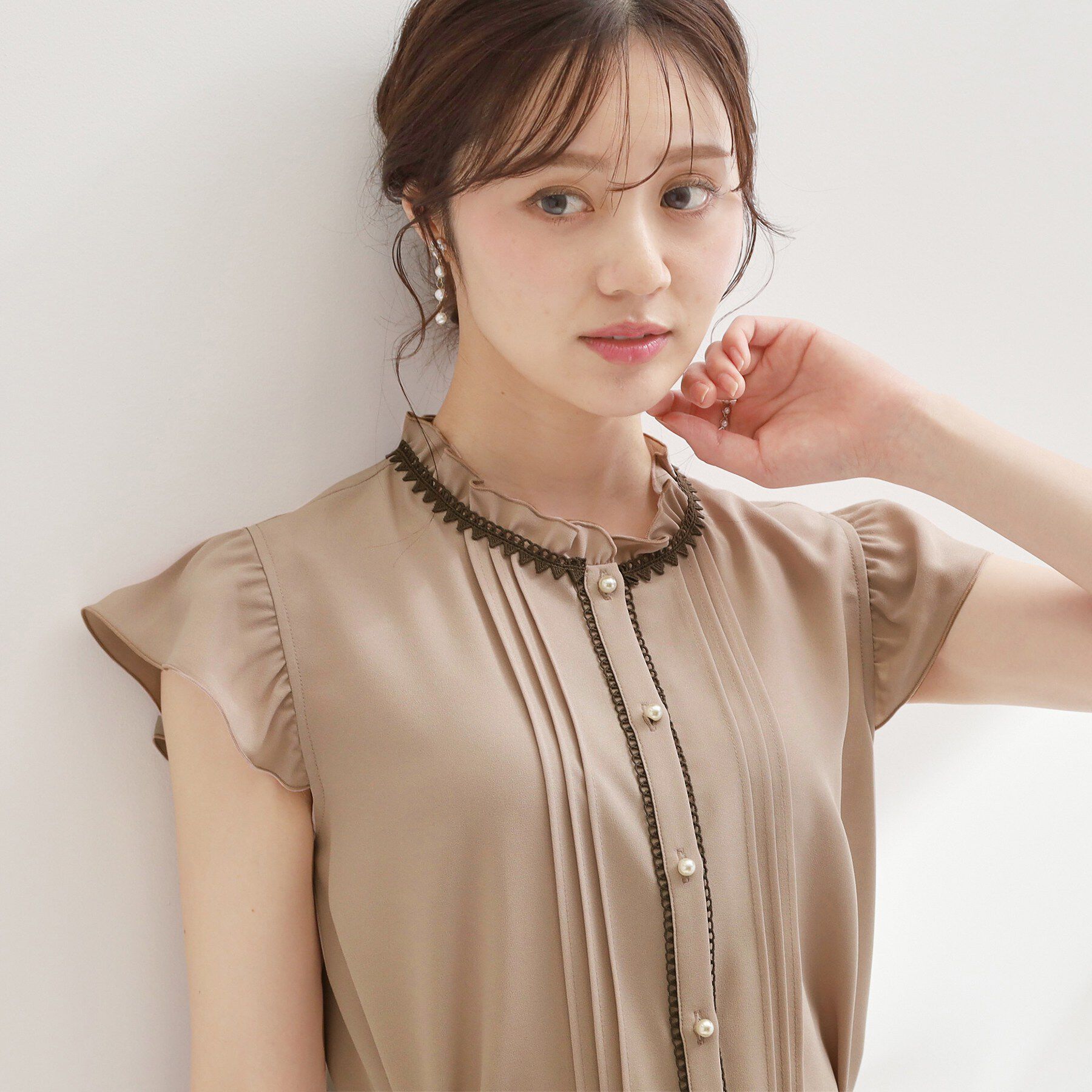 Couture broach「【洗える】ピコレース ピンタックブラウス」|シャツ・ブラウス|