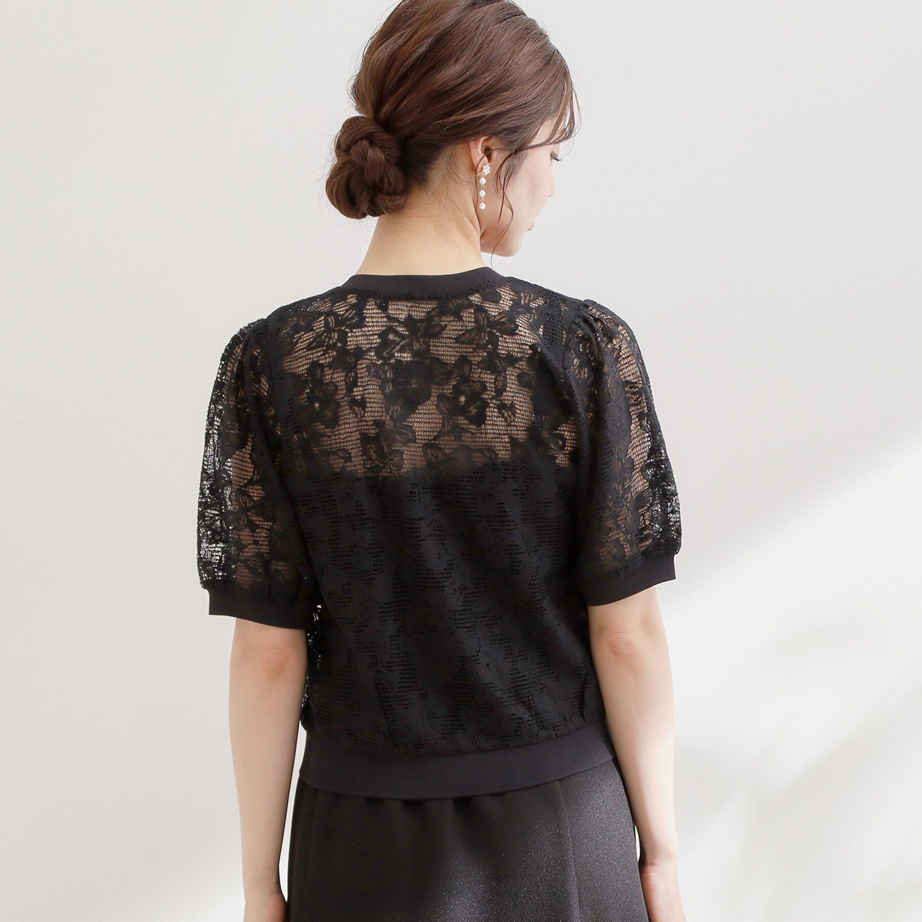 Couture broach「【洗える】フラワーレース カーディガン」|カーディガン|