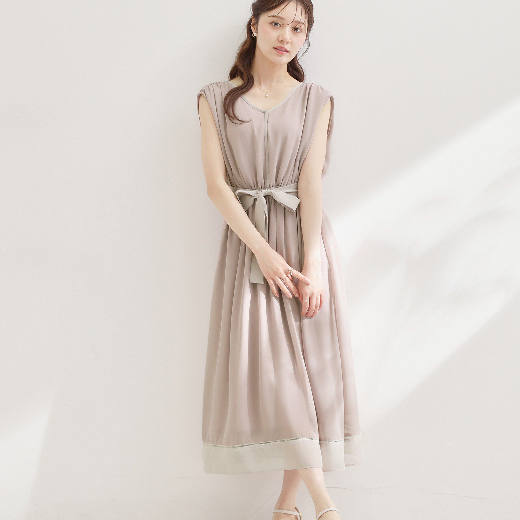 Couture broach「【洗える】バイカラー ギャザーワンピース」|ワンピース|