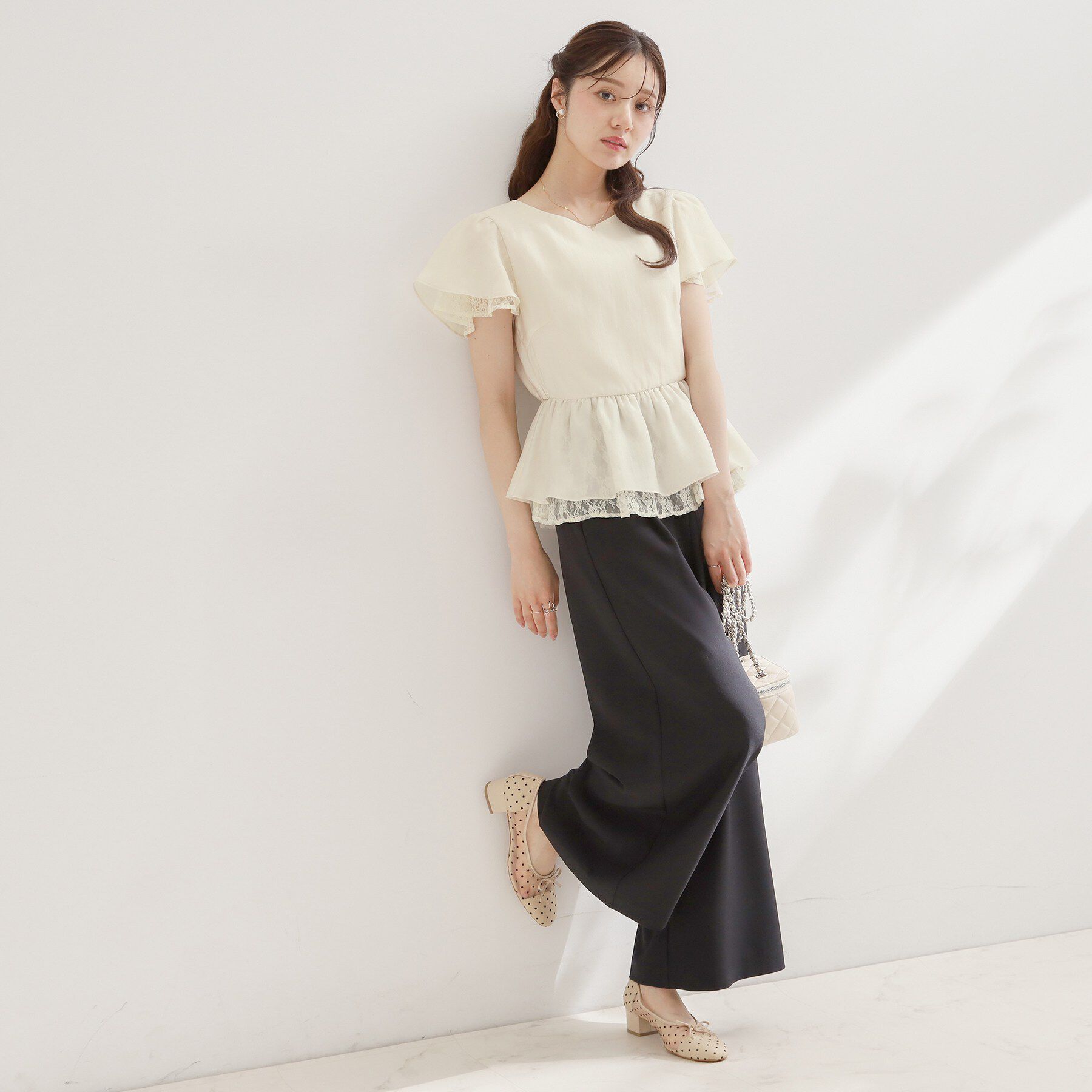 Couture broach「【洗える】レースティアード ペプラムブラウス」|シャツ・ブラウス|