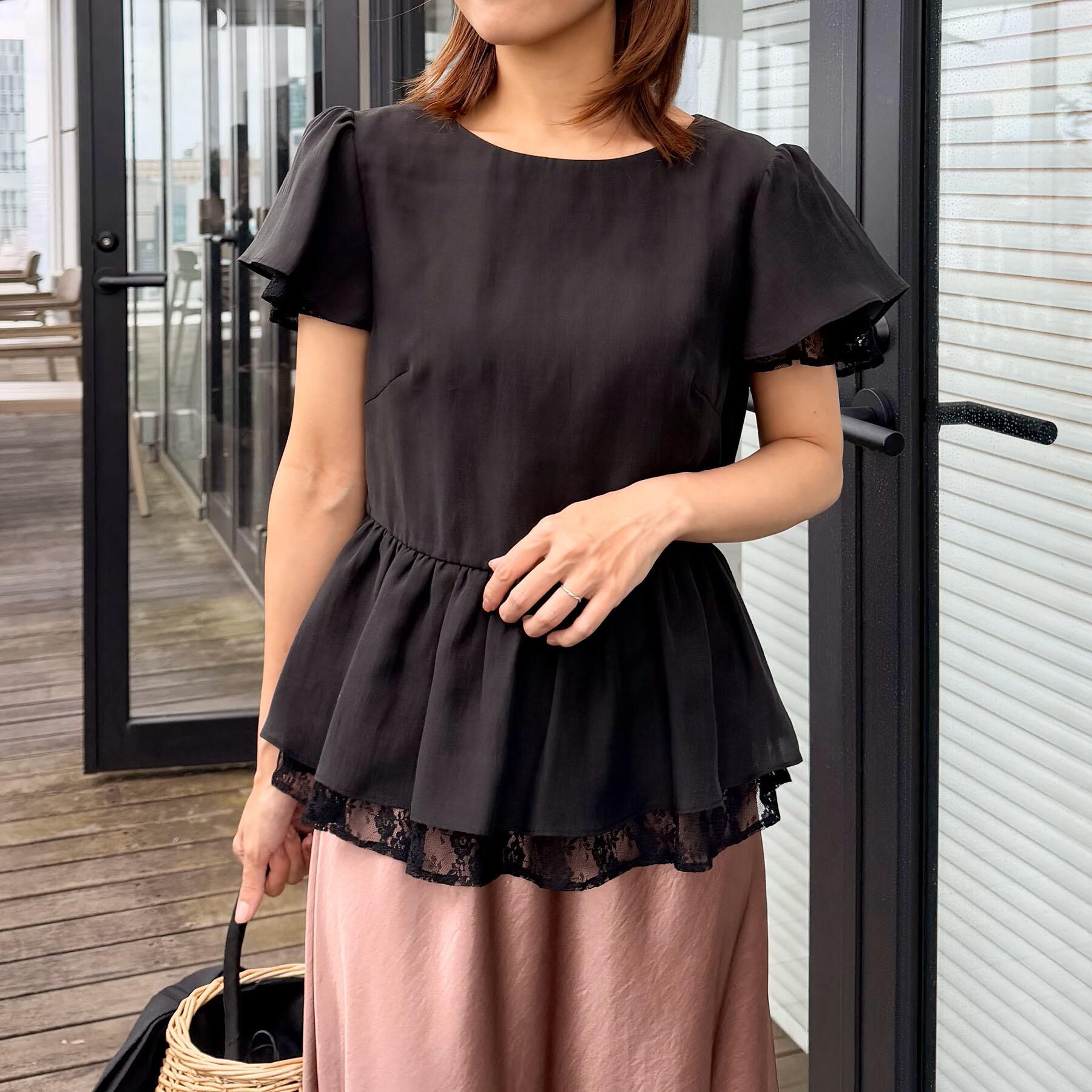 Couture broach「【洗える】レースティアード ペプラムブラウス」|シャツ・ブラウス|