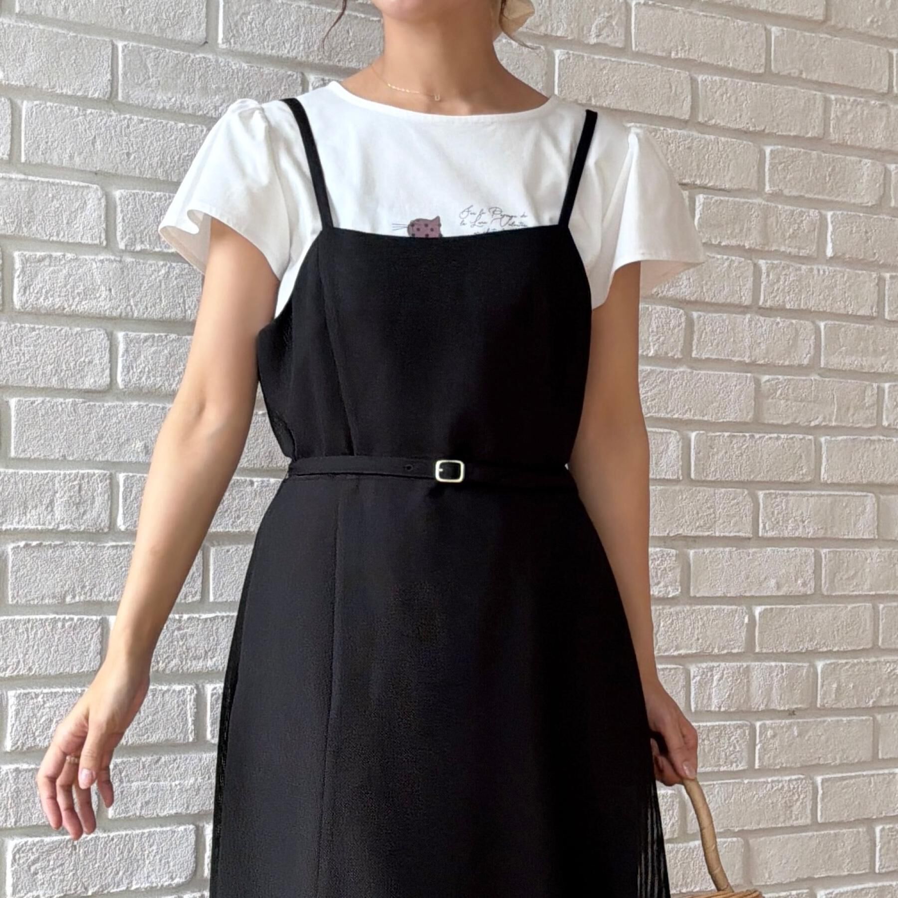 Couture broach「【洗える】メッシュ キャミワンピース」|ワンピース|