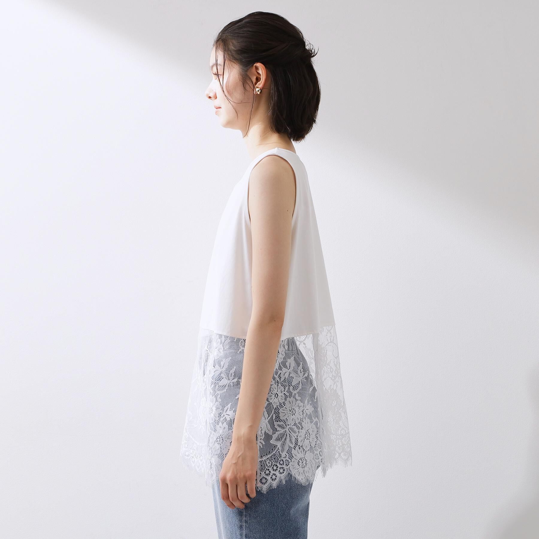 THE SHOP TK「【人気アイテム】レイヤードスタイルに 裾レースタンクトップ」|キャミソール|