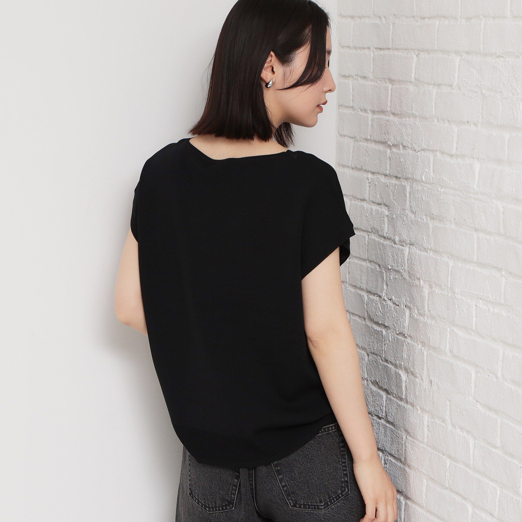 THE SHOP TK「【S-XL/ひんやりタッチ】多機能フレンチスリーブニット 洗濯機OK/UVケア/毛玉になりにくい」|ニット・セーター|