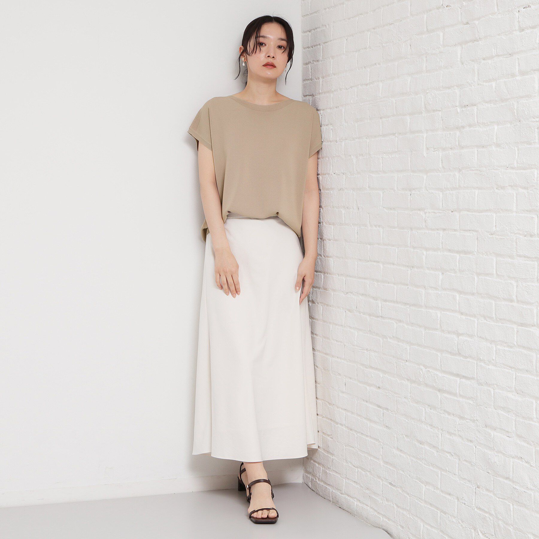 THE SHOP TK「【S-XL/ひんやりタッチ】多機能フレンチスリーブニット 洗濯機OK/UVケア/毛玉になりにくい」|ニット・セーター|