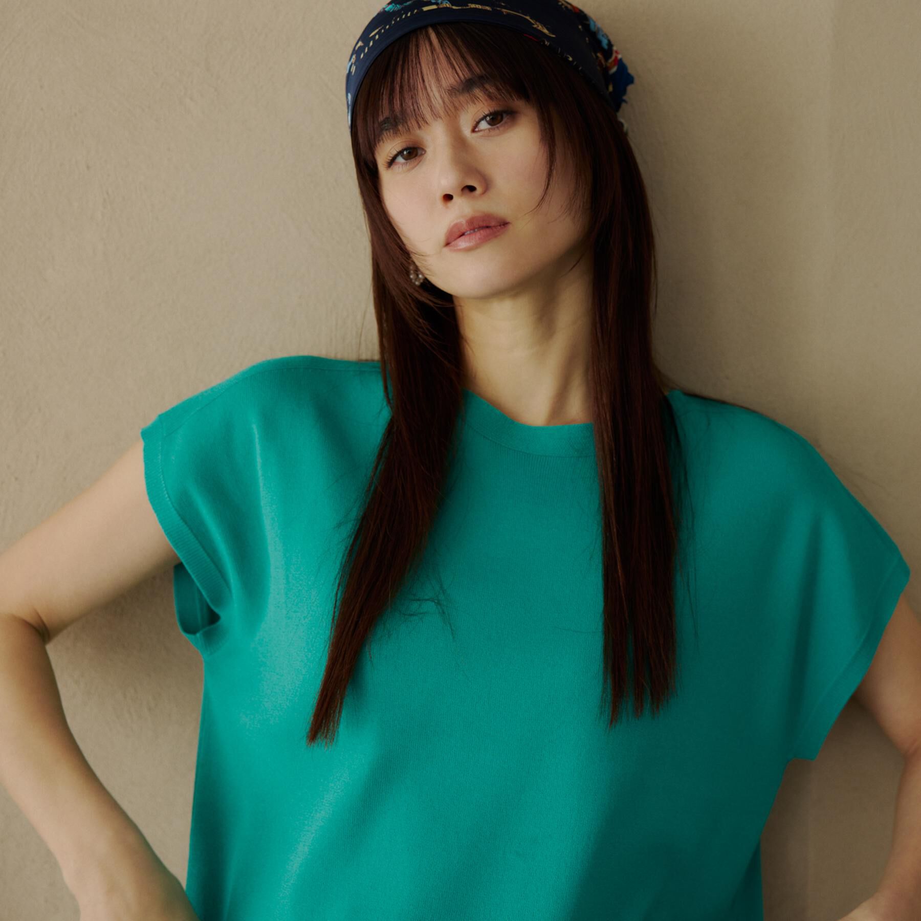 THE SHOP TK「【S-XL/ひんやりタッチ】多機能フレンチスリーブニット 洗濯機OK/UVケア/毛玉になりにくい」|ニット・セーター|