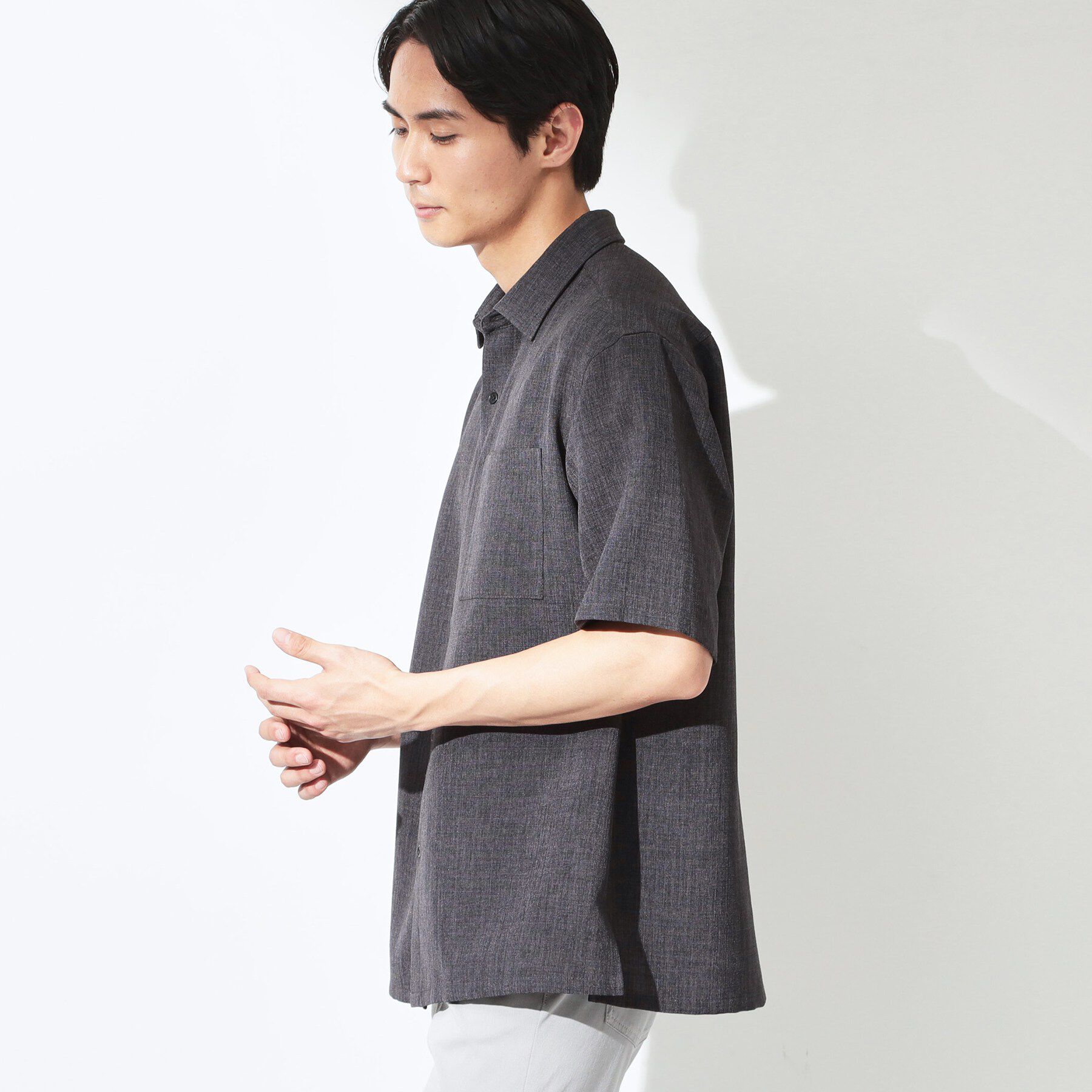 THE SHOP TK「【LINO FINE】 リネンライク半袖シャツ UVカット／イージーケア／吸水速乾／洗濯機OK／セッ」|シャツ・ブラウス|