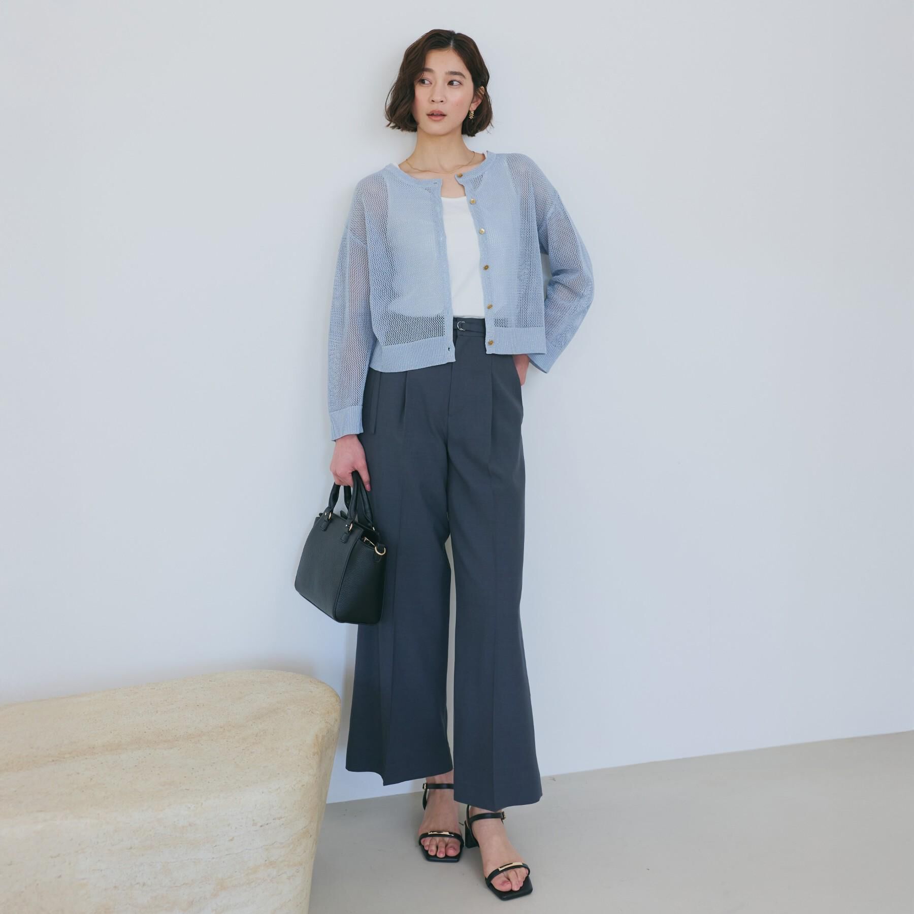 THE SHOP TK「【セットアップ可】麻調共ベルト付 ワイドパンツ」|その他|
