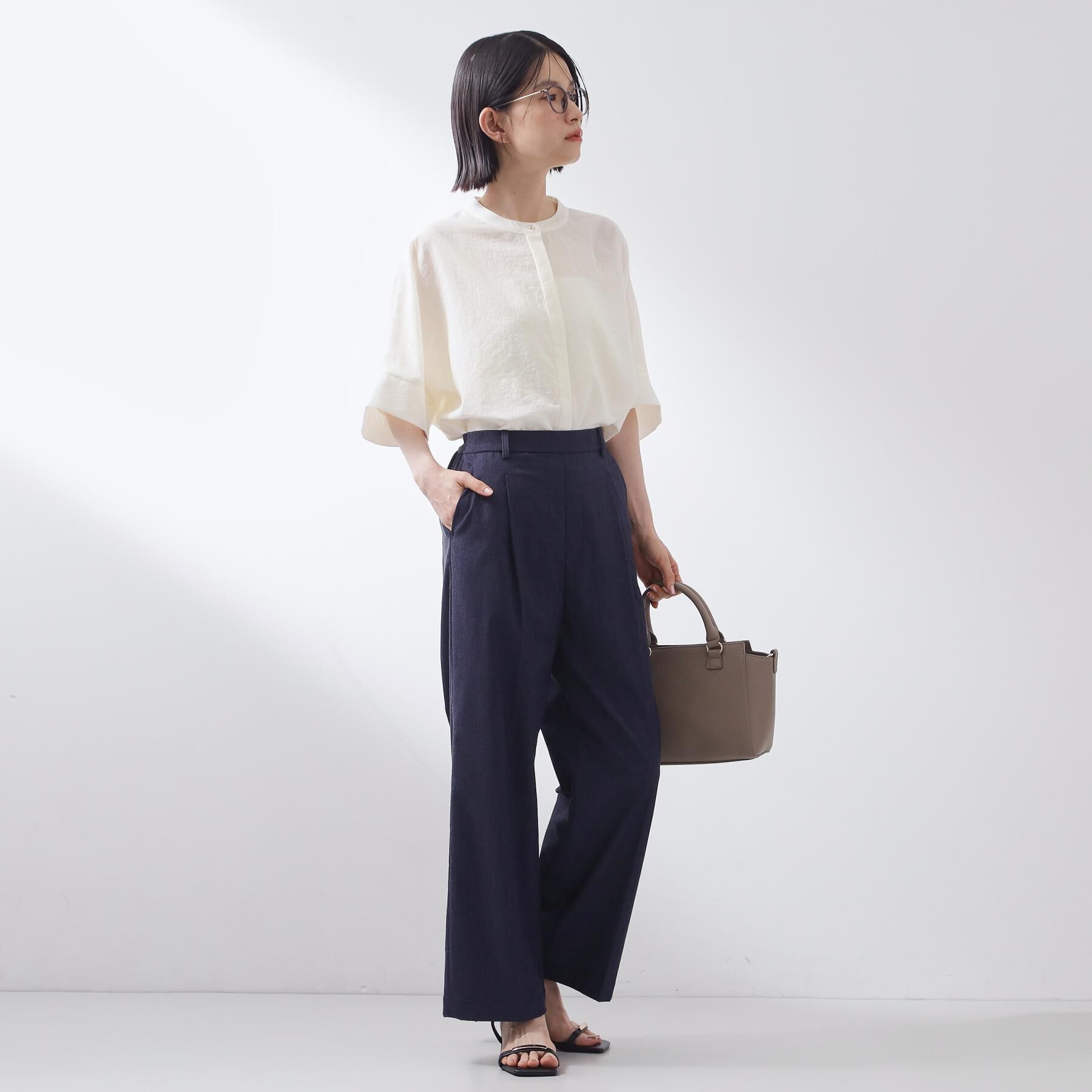 THE SHOP TK「【高レビュー/体型カバー】さらっと快適 ドルマン5分袖ブラウス」|シャツ・ブラウス|