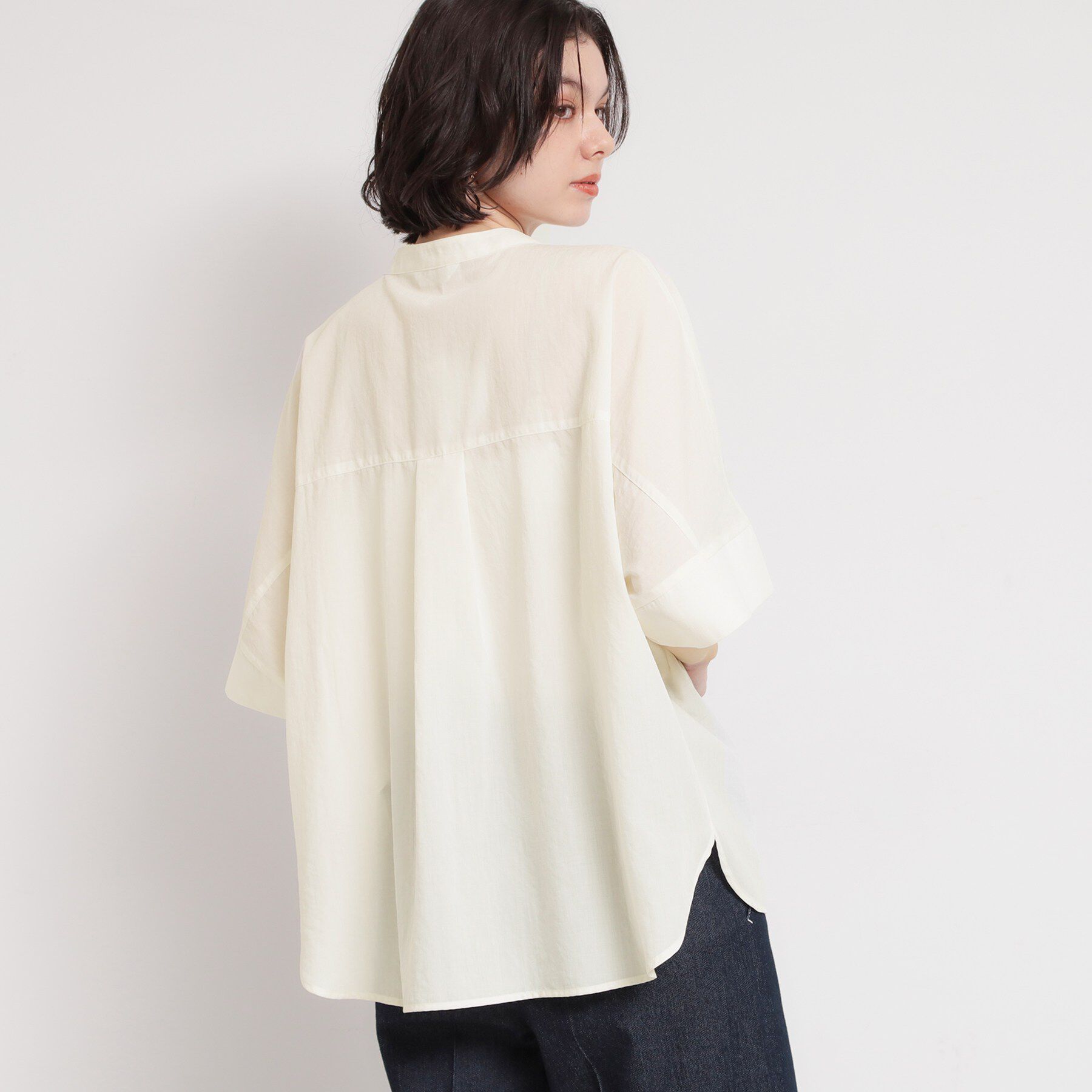 THE SHOP TK「【高レビュー/体型カバー】さらっと快適 ドルマン5分袖ブラウス」|シャツ・ブラウス|