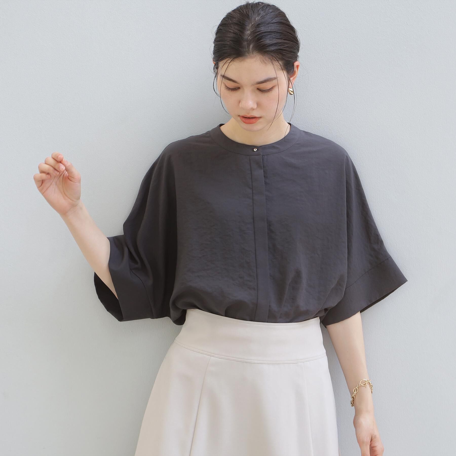 THE SHOP TK「【高レビュー/体型カバー】さらっと快適 ドルマン5分袖ブラウス」|シャツ・ブラウス|
